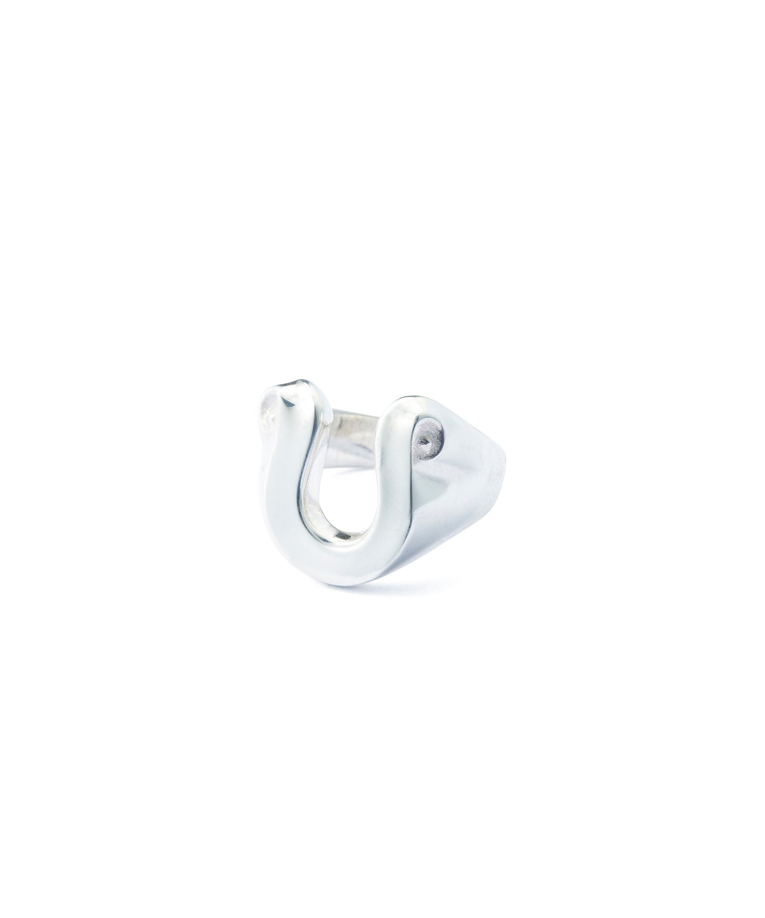 LETTER RIBBON HORSE SHOE SILVER RING SMALL
