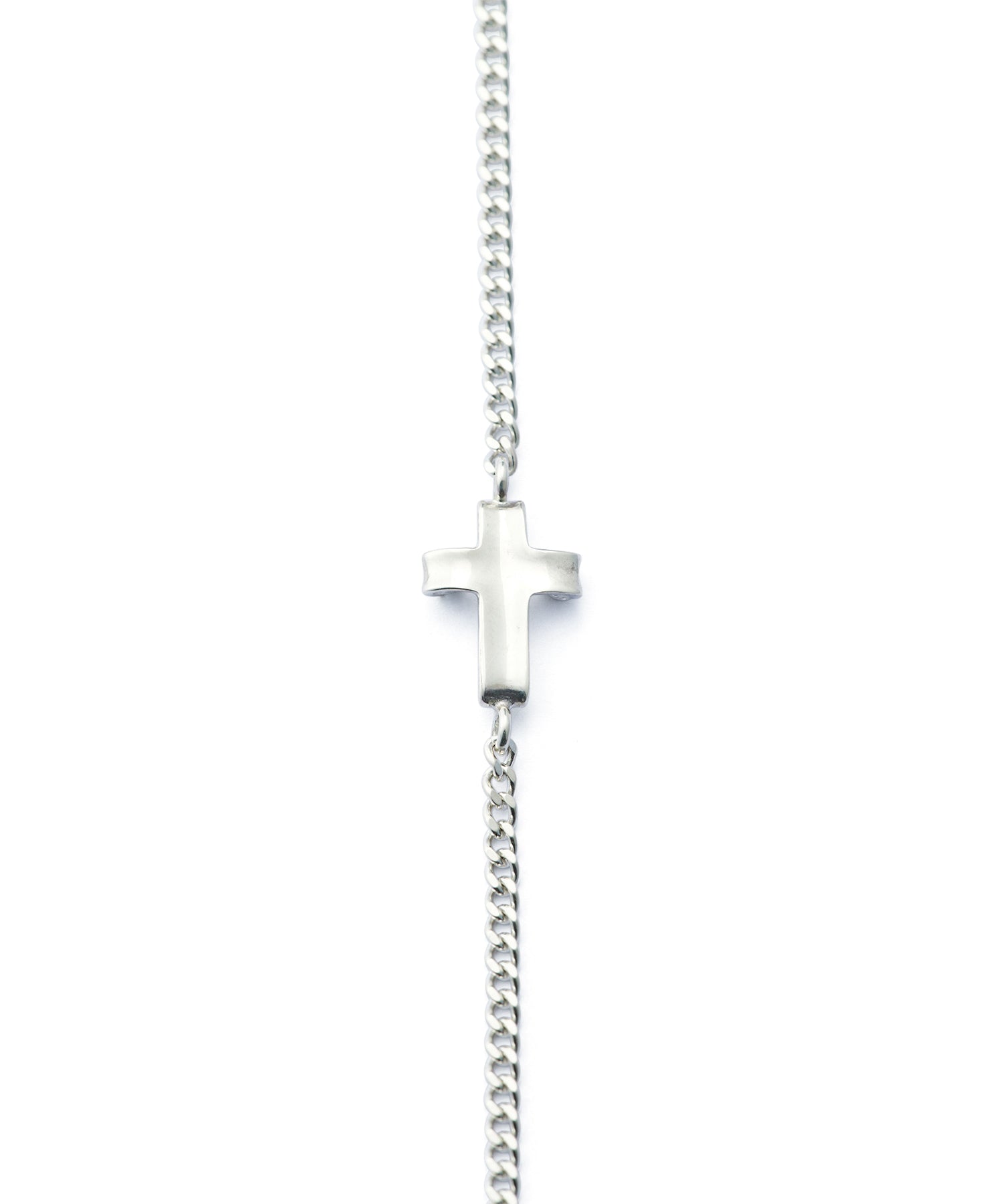 LETTER RIBBON CROSS ASYMMETRY SILVER NECKLACE 60