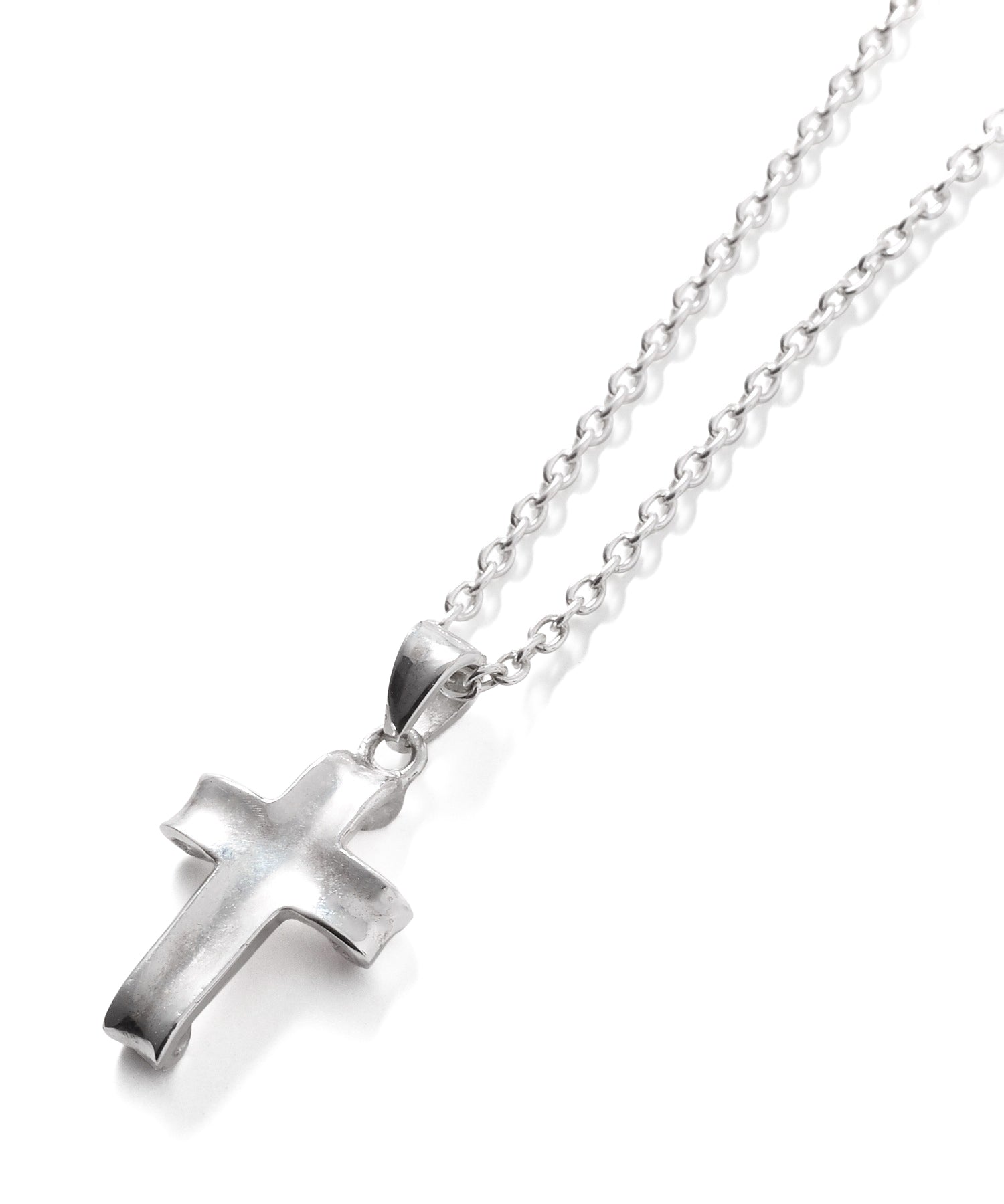 LETTER RIBBON CROSS SILVER NECKLACE