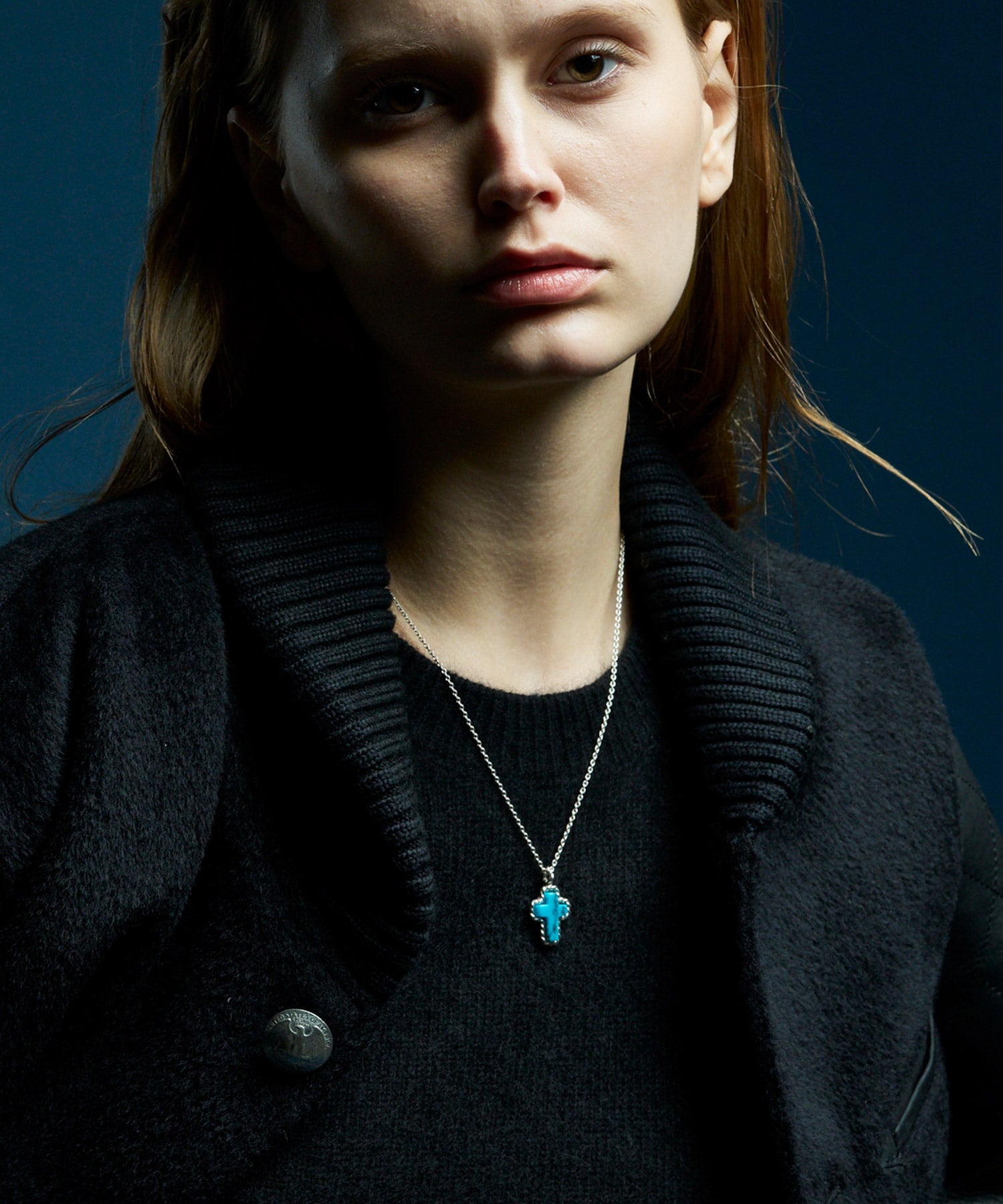 STONE CROSS SILVER NECKLACE