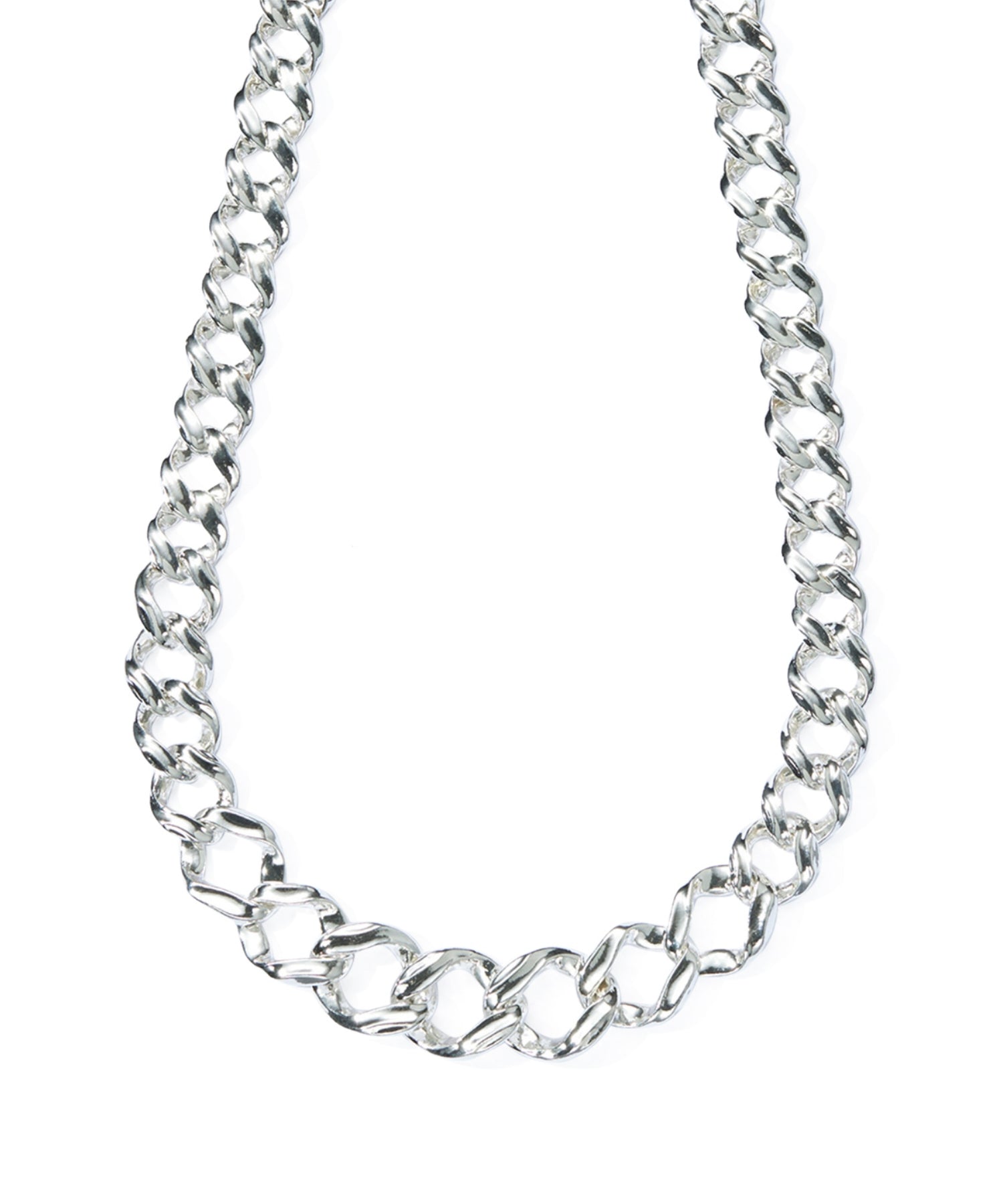 LINK CHAIN GRADATION SILVER NECKLACE MIDDLE