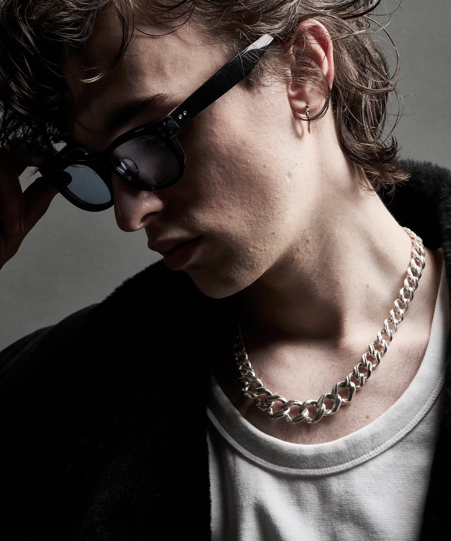 LINK CHAIN GRADATION SILVER NECKLACE MIDDLE