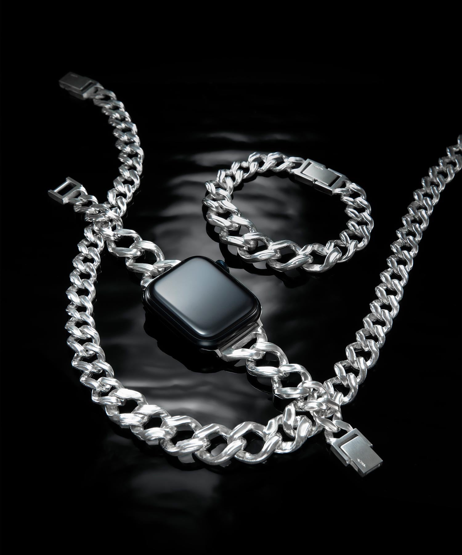 LINK CHAIN GRADATION SILVER NECKLACE MIDDLE