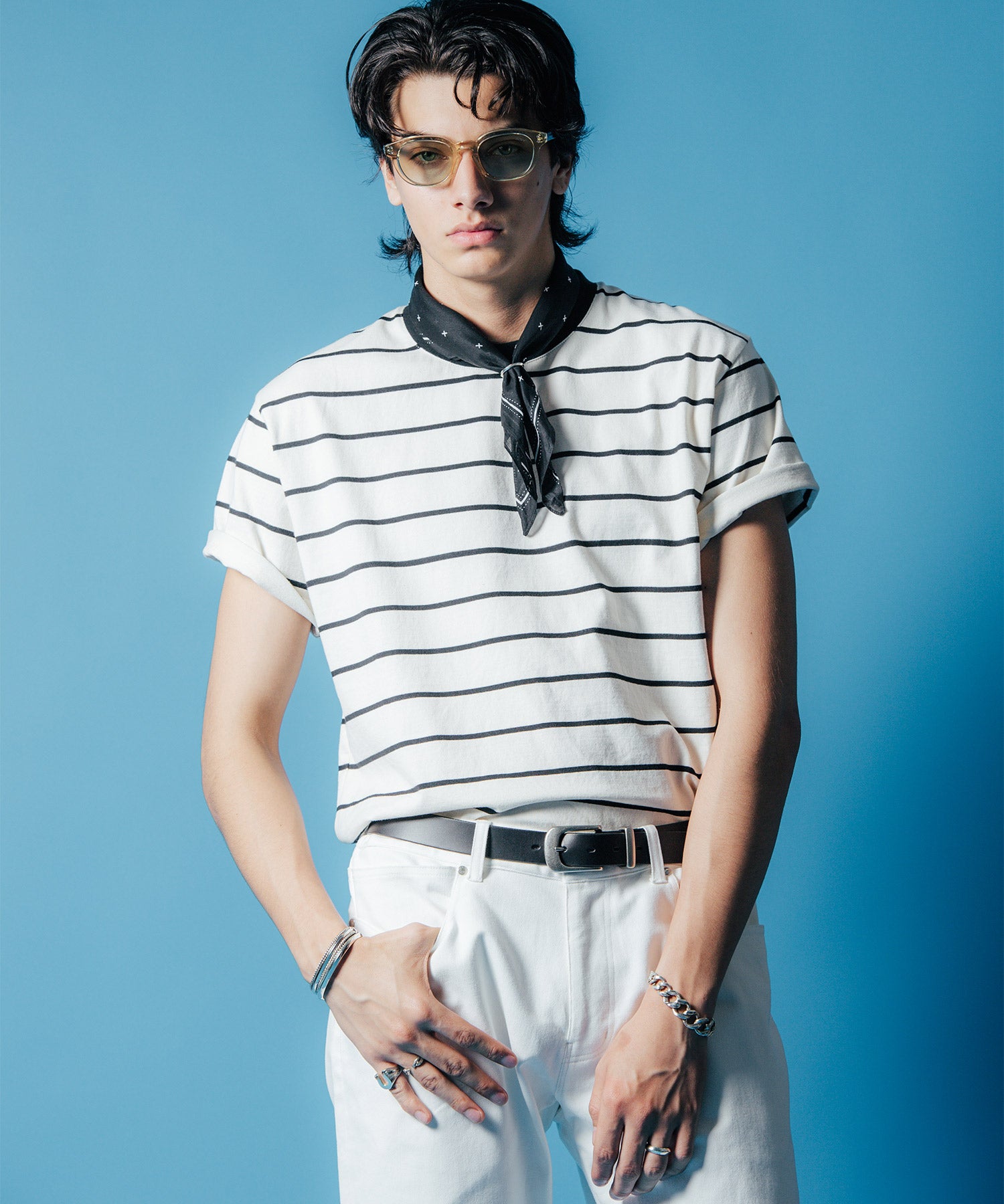 SUMMER BORDER SHORT SLEEVE T SHIRT