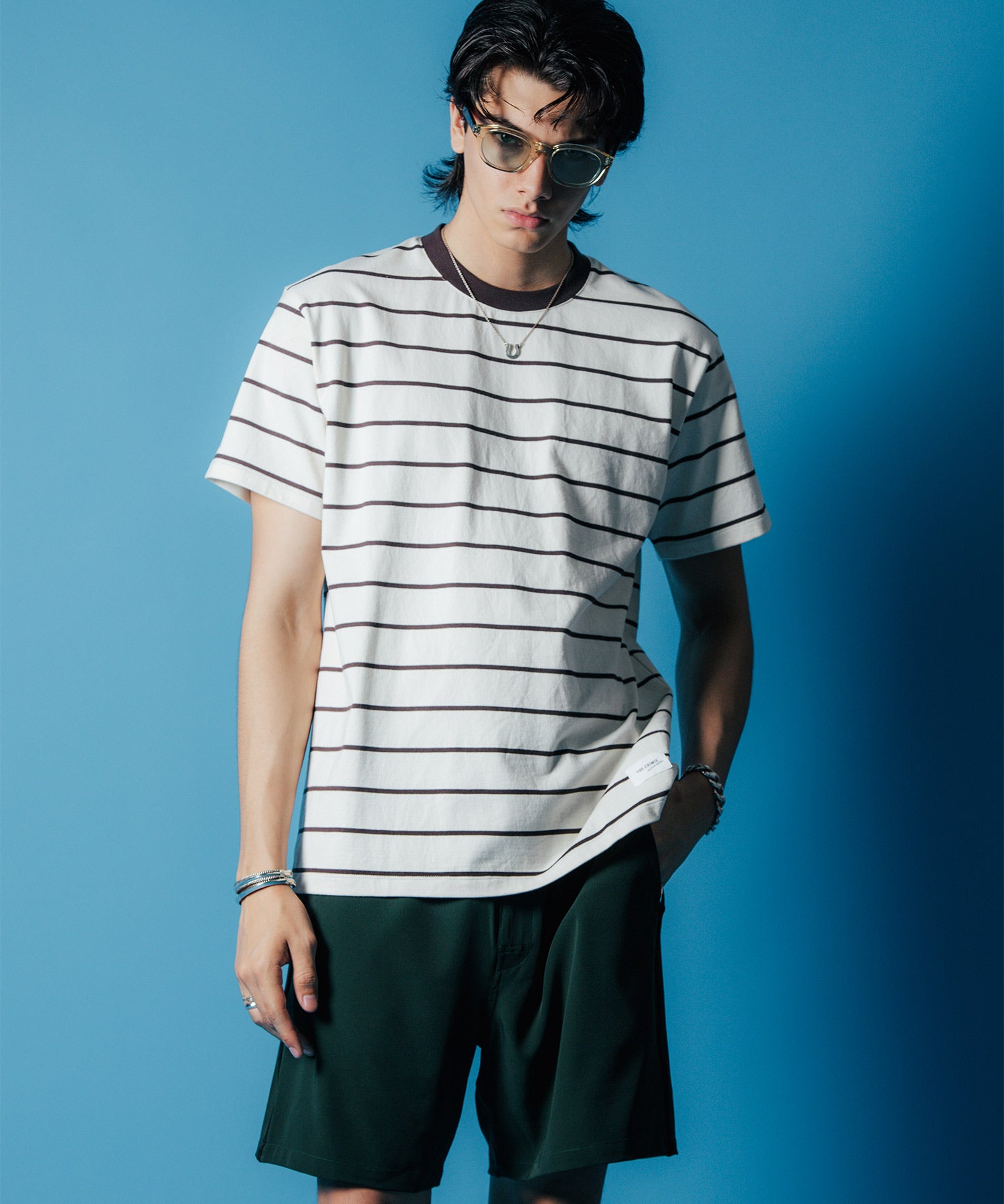 SUMMER BORDER SHORT SLEEVE T SHIRT