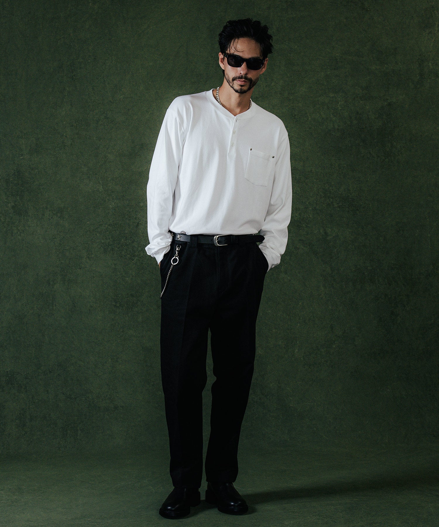 HENLY NECK POCKET LONG SLEEVE T SHIRTS
