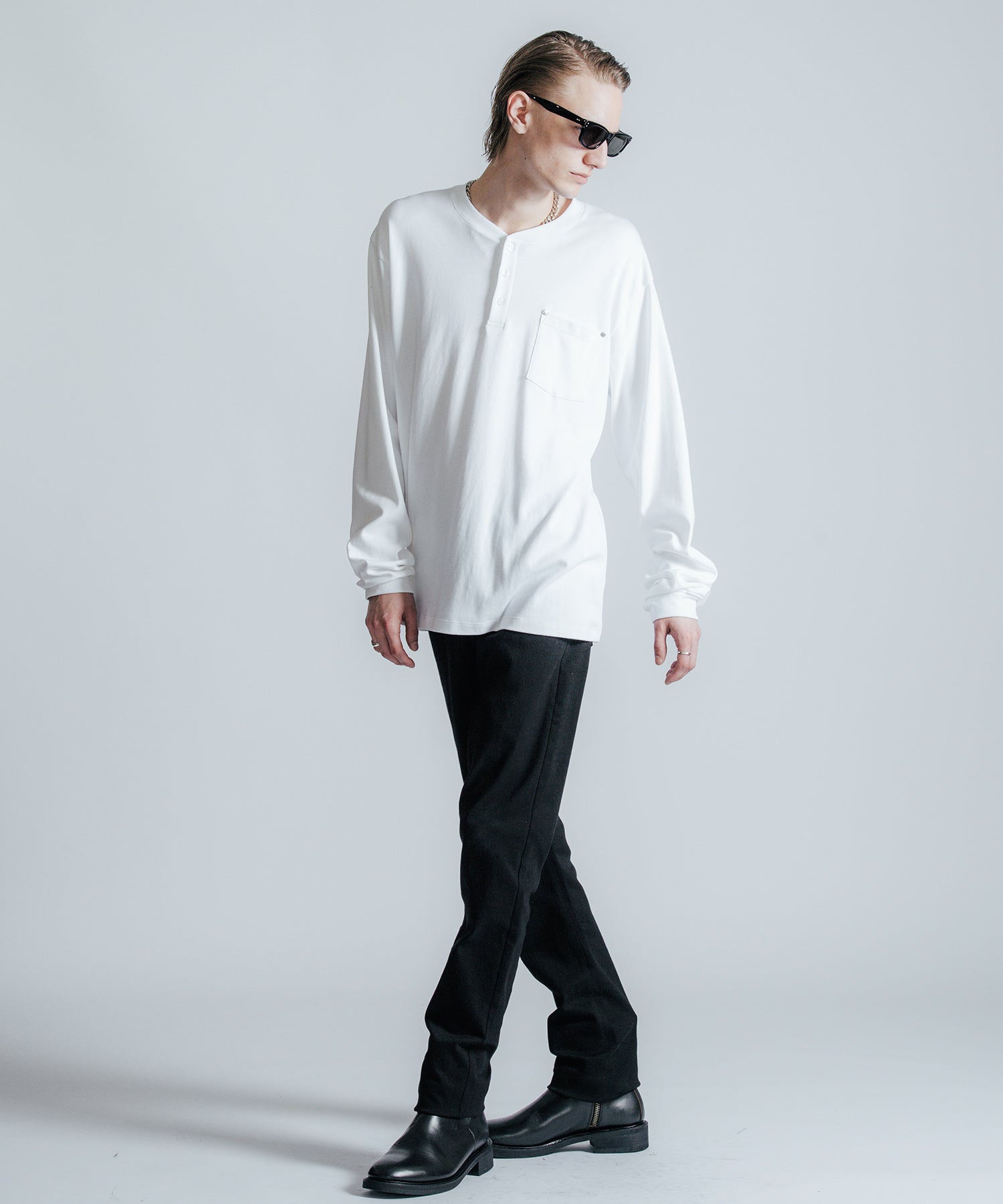 HENLY NECK POCKET LONG SLEEVE T SHIRTS