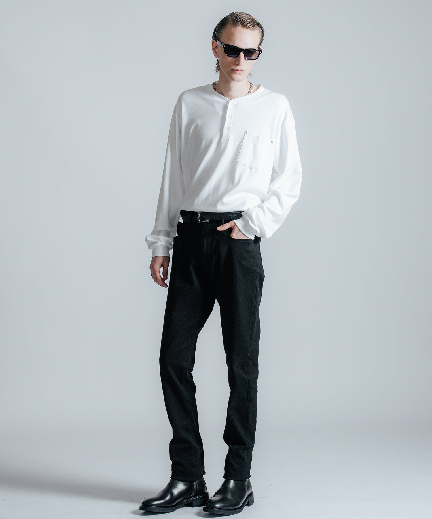 HENLY NECK POCKET LONG SLEEVE T SHIRTS