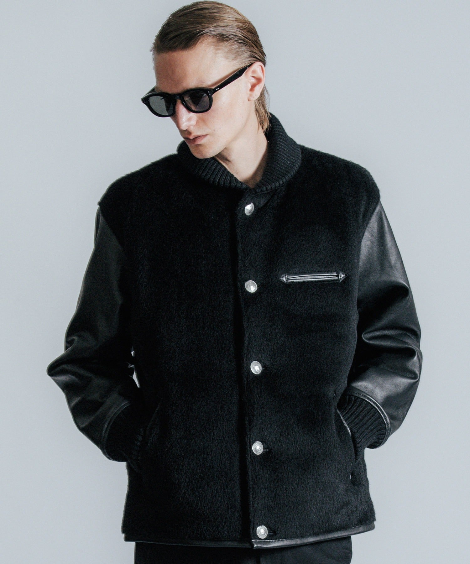 カナダ製！！【CONCORD コンコルド】ブラックウール×レザースタジャン XL ALPACA AWARD CONCHO JACKET