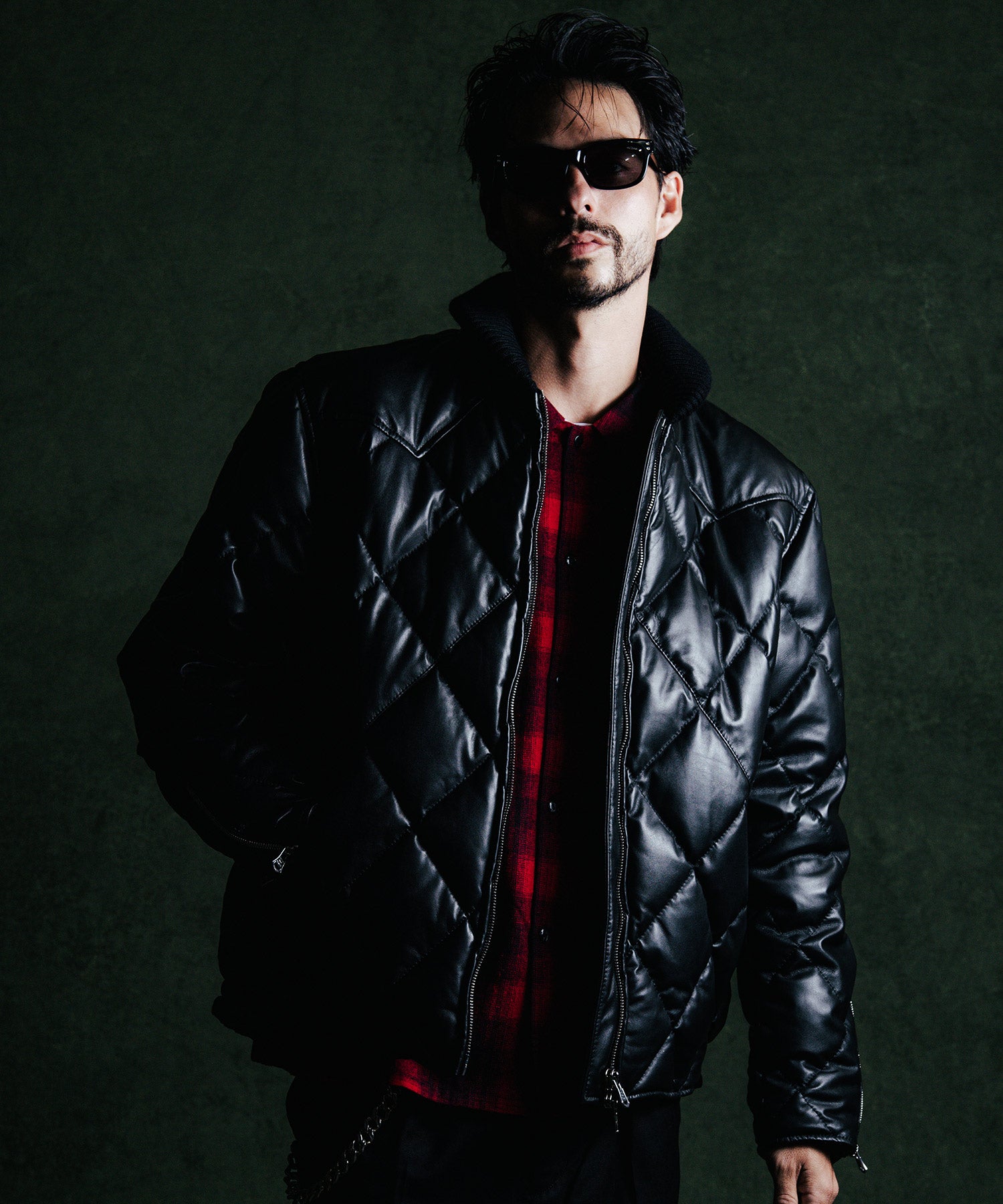 DIAMOND QUILT LAMB LEATHER DOWN JACKET