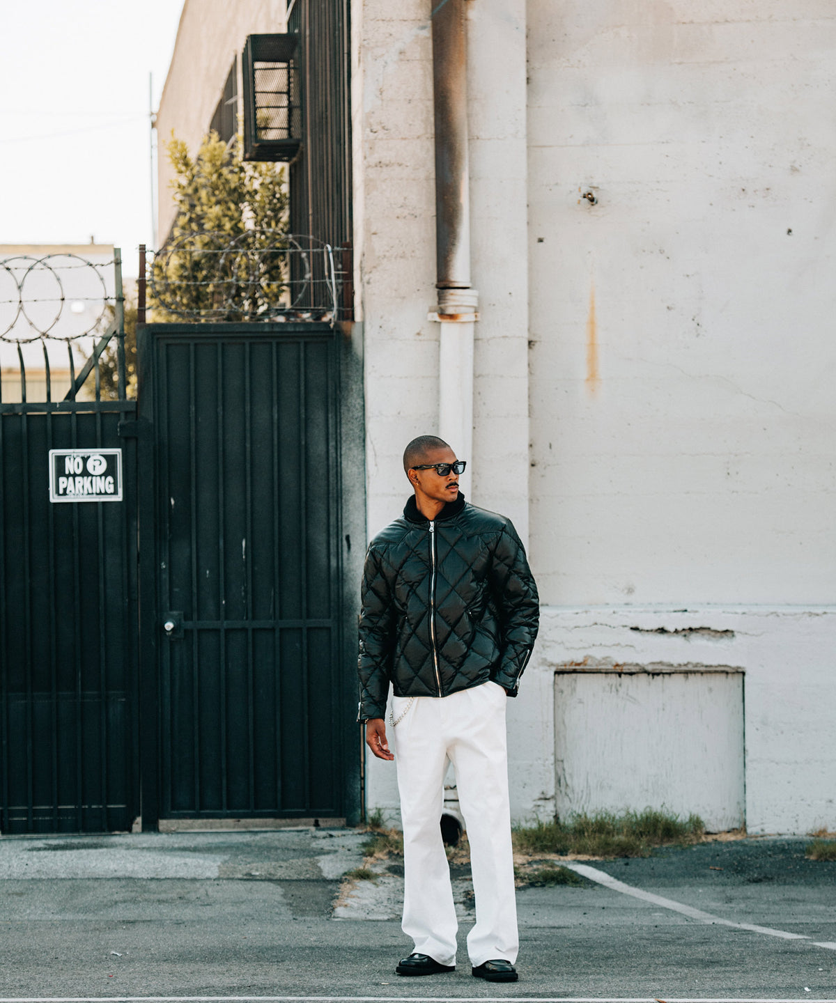 DIAMOND QUILT LAMB LEATHER DOWN JACKET
