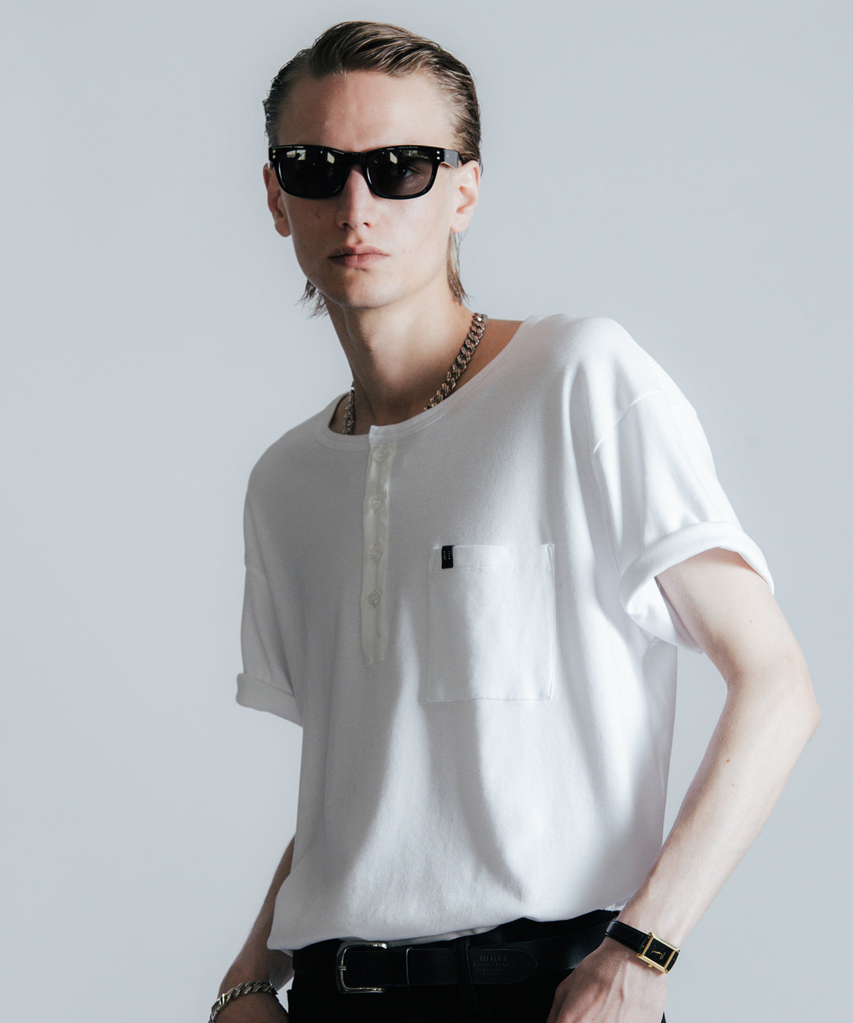EDDIE SHORT LENGTH HENRY NECK T SHIRT