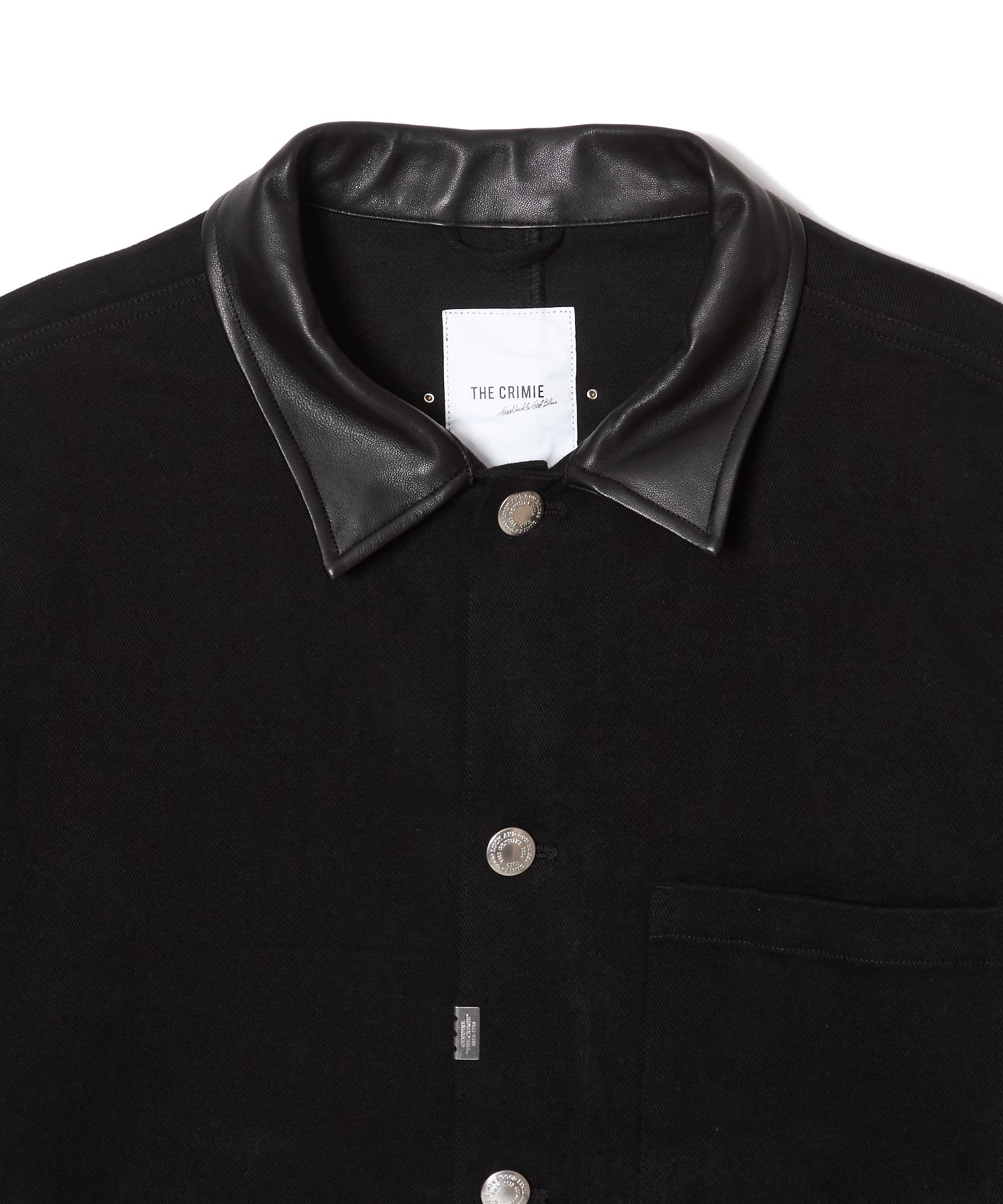 LEATHER COLLAR TWILL STRETCH COVER ALL JACKET