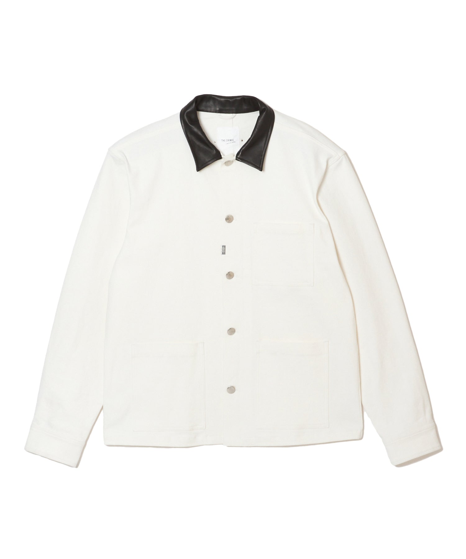 LEATHER COLLAR TWILL STRETCH COVER ALL JACKET