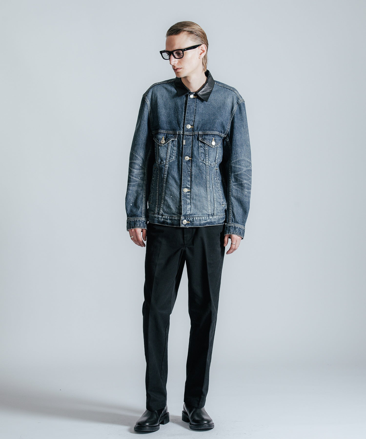 BORN FREE GARAGE USED SELVEDGE STRETCH DENIM JACKET