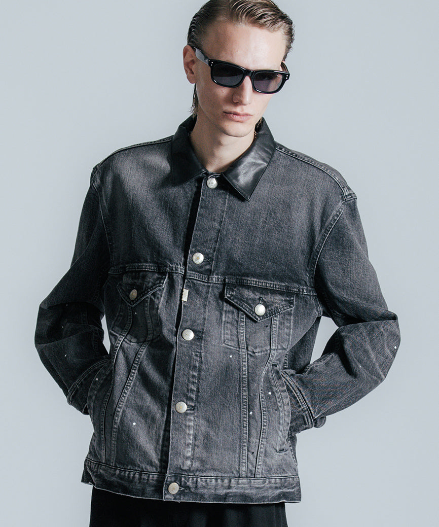 BORN FREE GARAGE USED SELVEDGE STRETCH DENIM JACKET