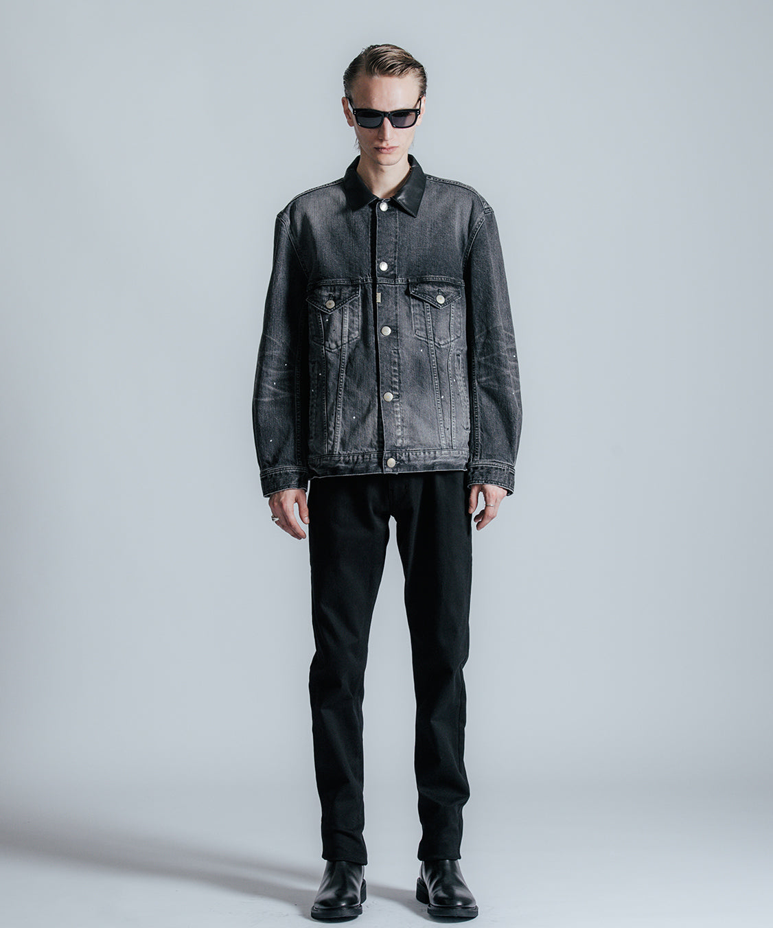 BORN FREE GARAGE USED SELVEDGE STRETCH DENIM JACKET
