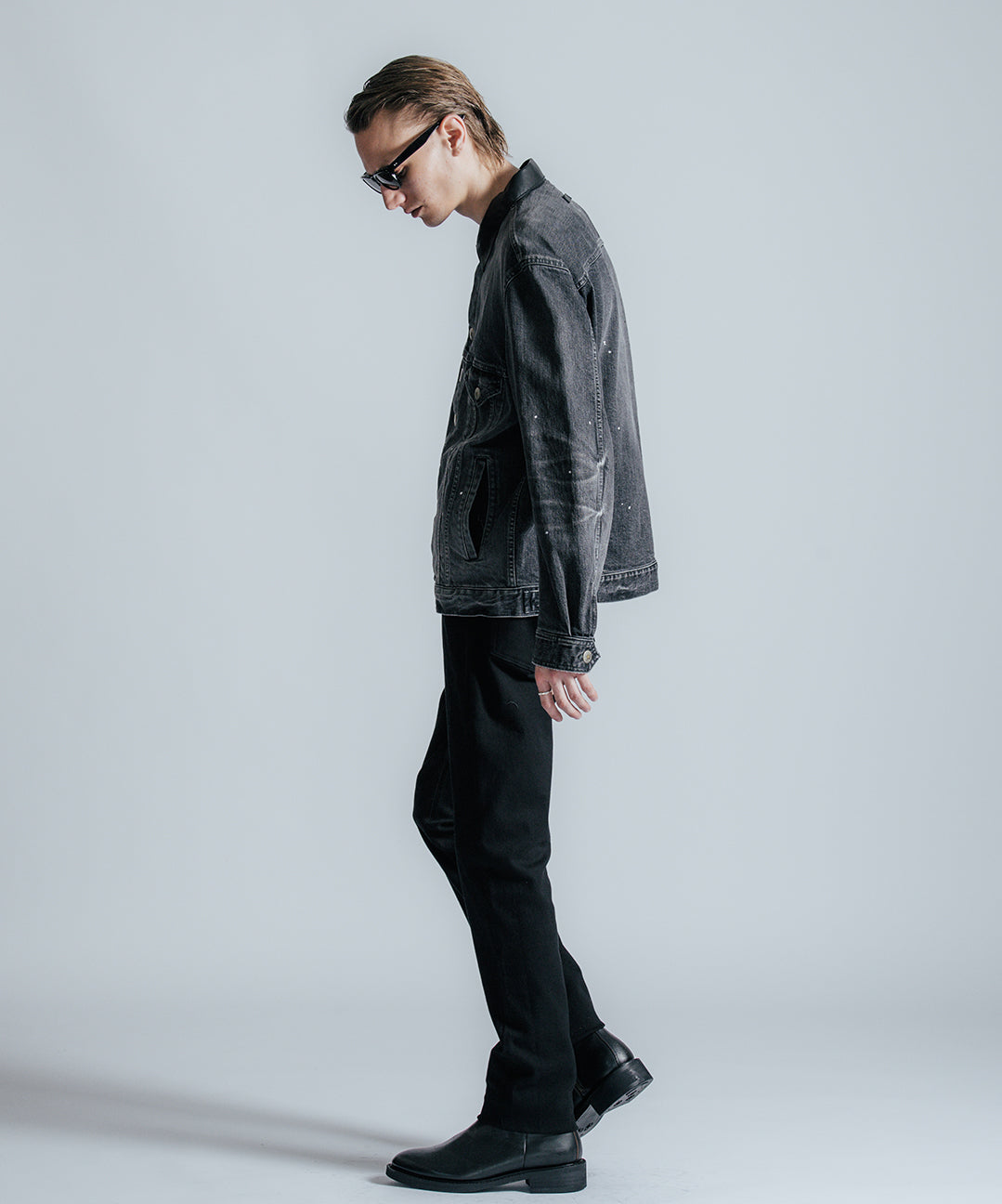 BORN FREE GARAGE USED SELVEDGE STRETCH DENIM JACKET