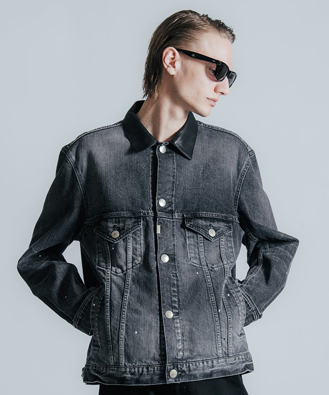 BORN FREE GARAGE USED SELVEDGE STRETCH DENIM JACKET