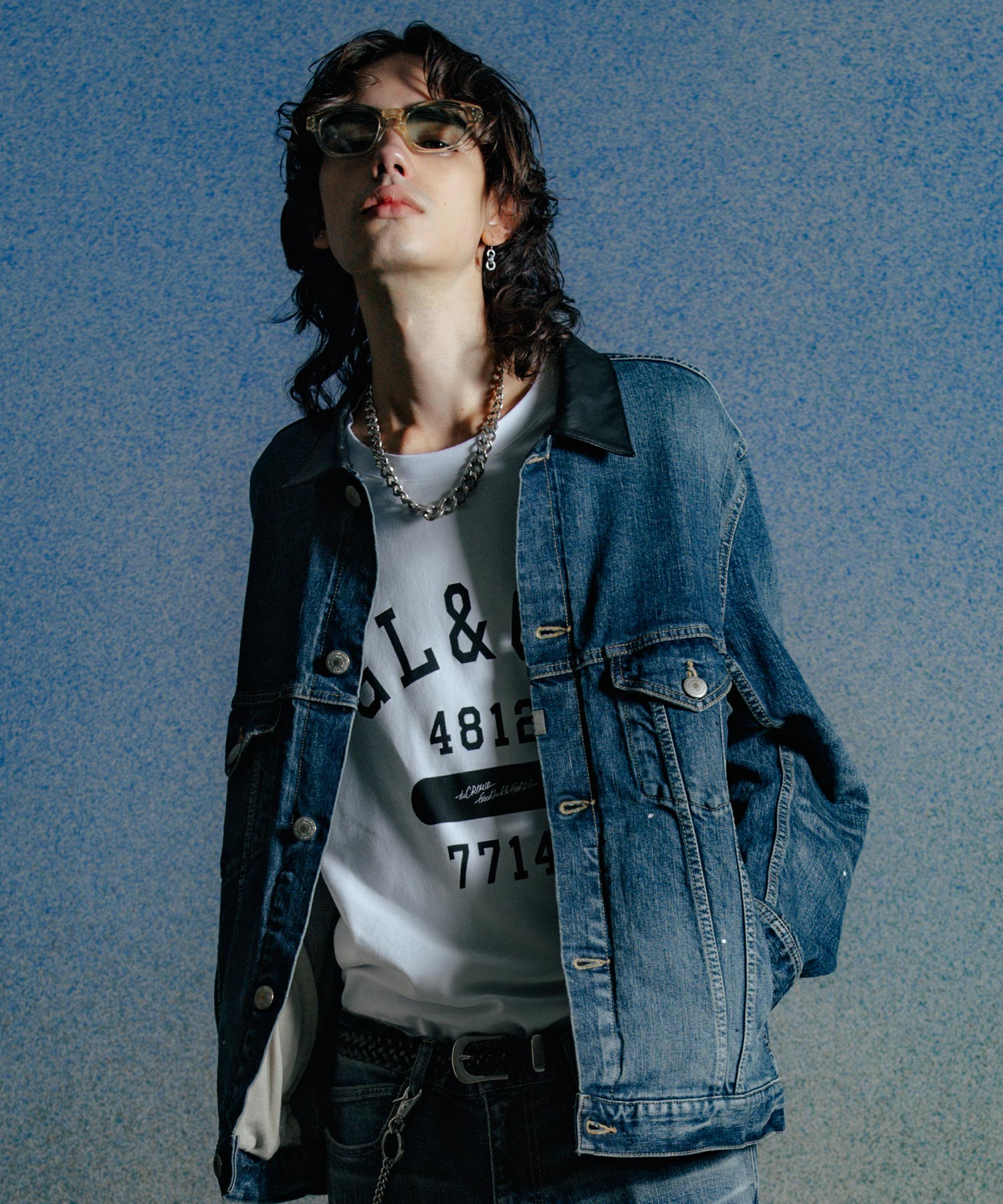 BORN FREE GARAGE USED SELVEDGE STRETCH DENIM JACKET
