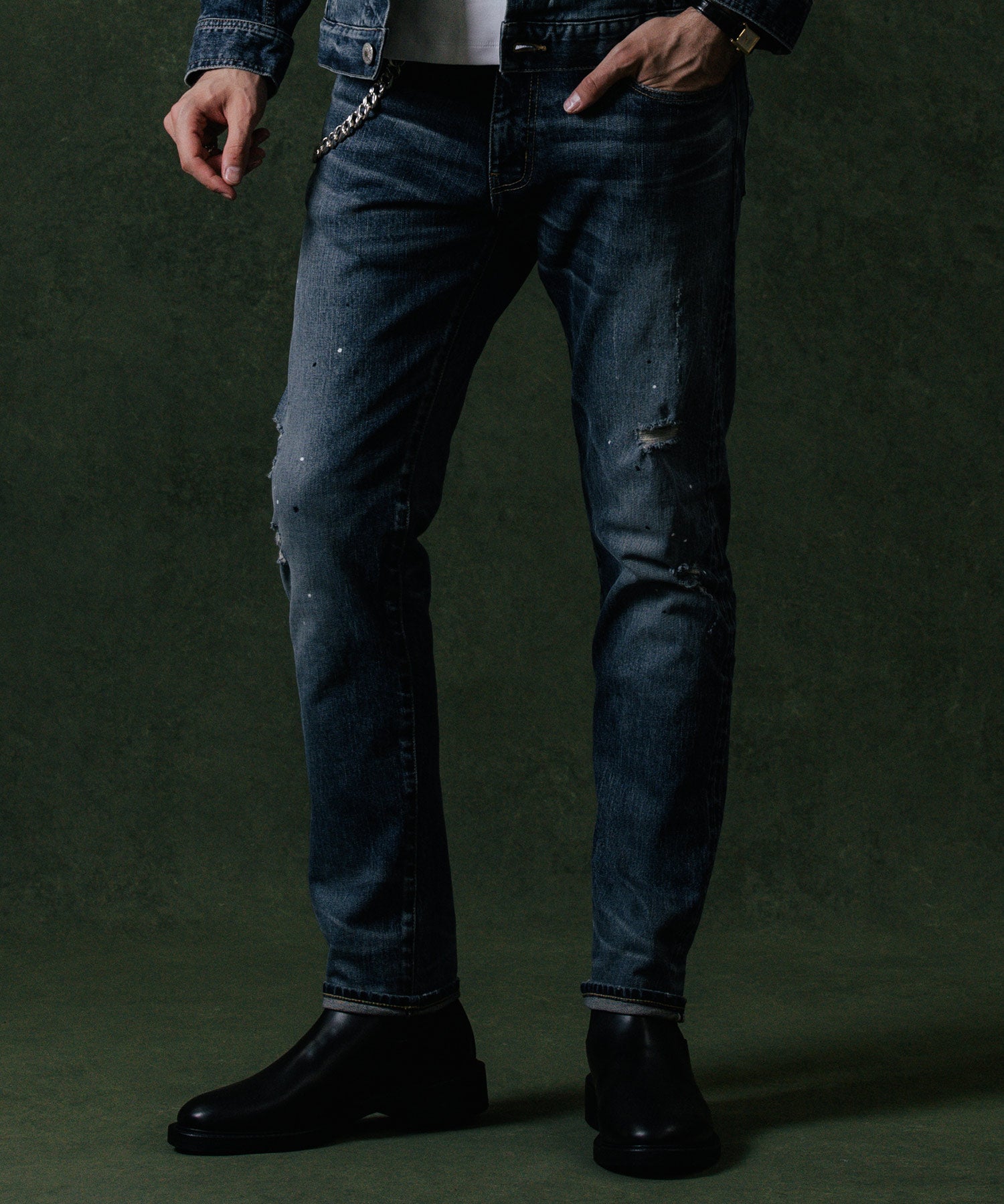 BORN FREE 1 SLIM STYLE GARAGE USED SELVEDGE STRETCH JEANS