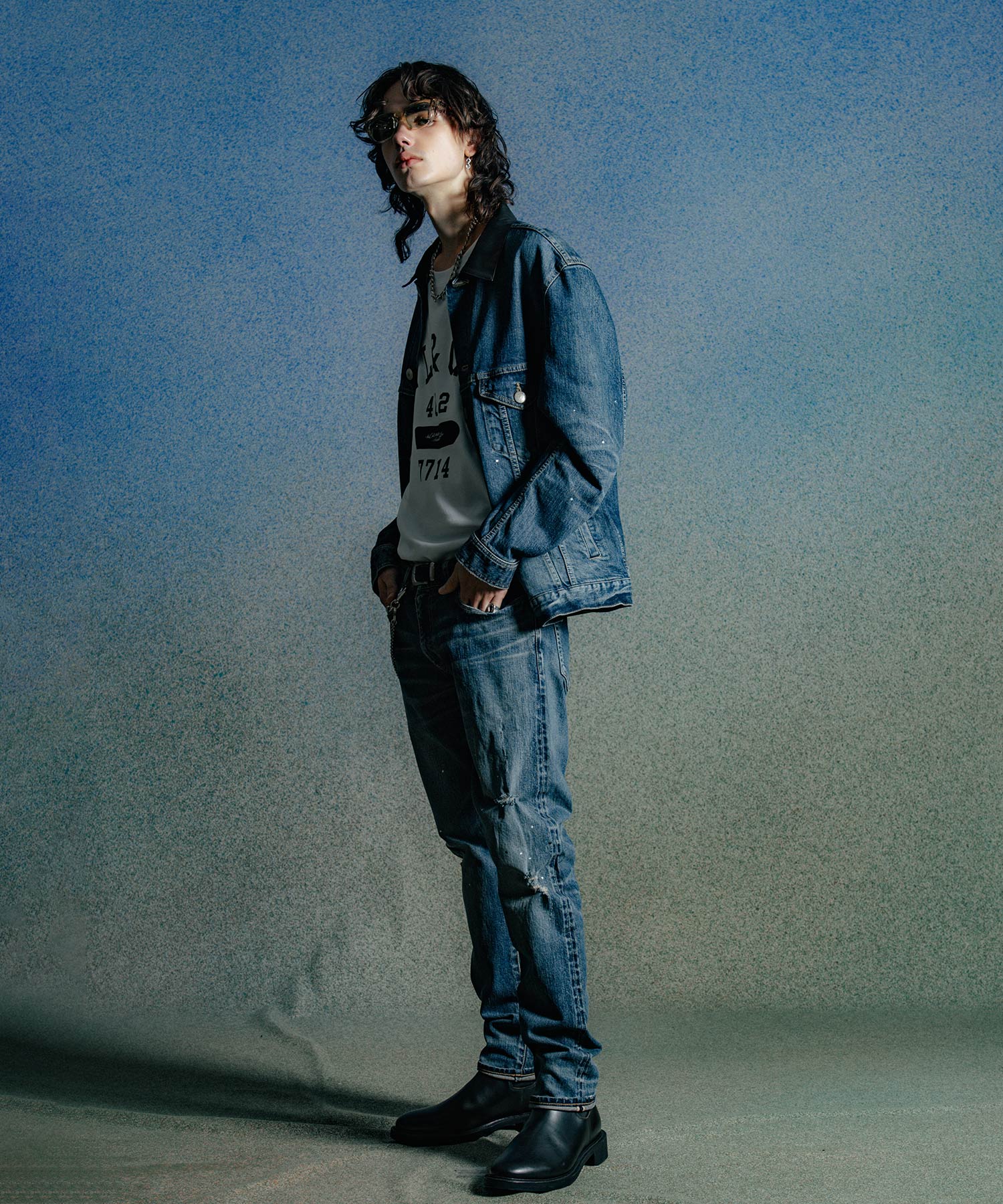 BORN FREE 1 SLIM STYLE GARAGE USED SELVEDGE STRETCH JEANS