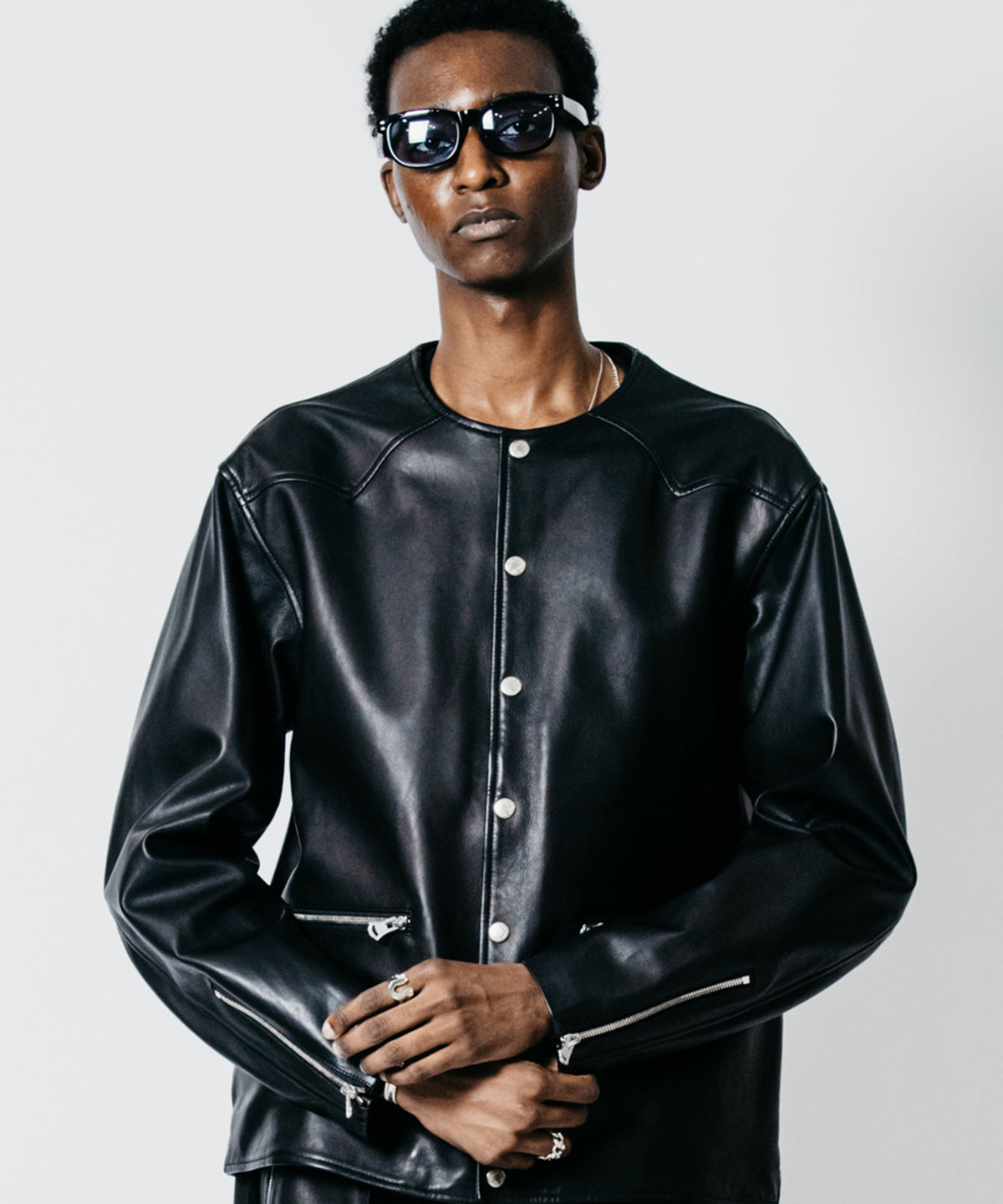 LAMB LEATHER RIDERS CARDIGAN