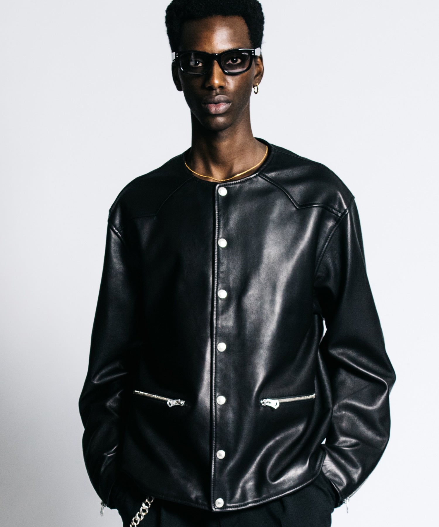 LAMB LEATHER RIDERS CARDIGAN