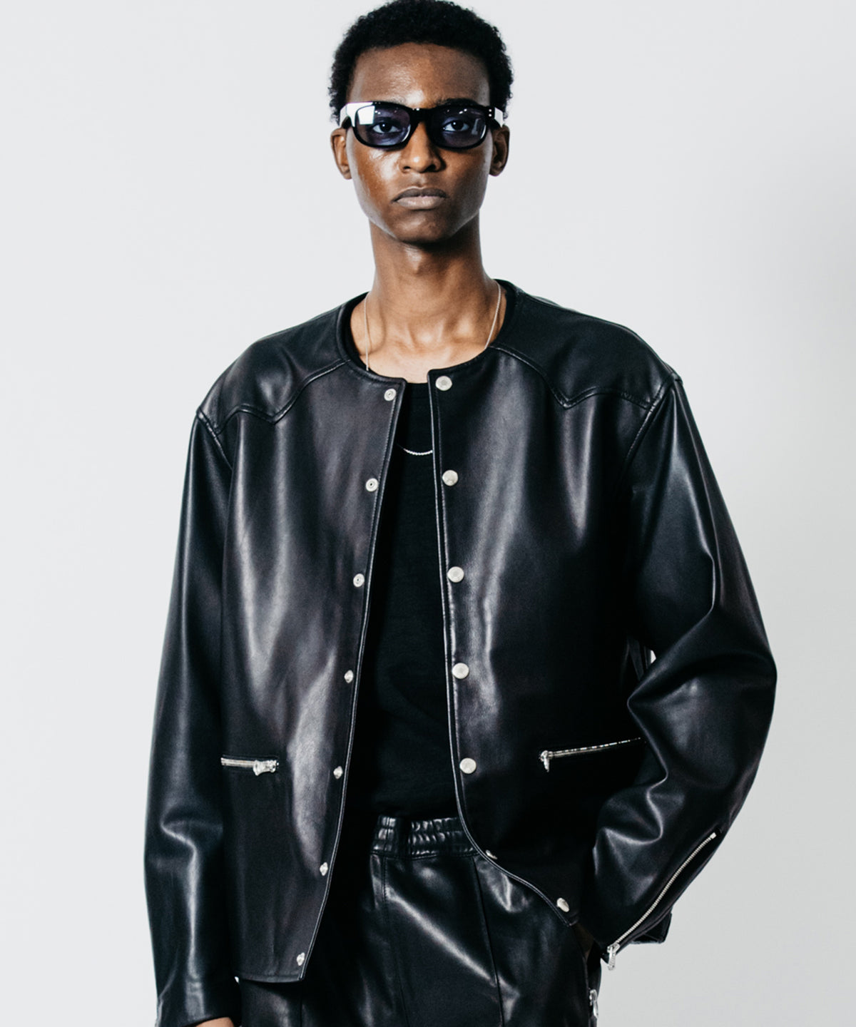 LAMB LEATHER RIDERS CARDIGAN