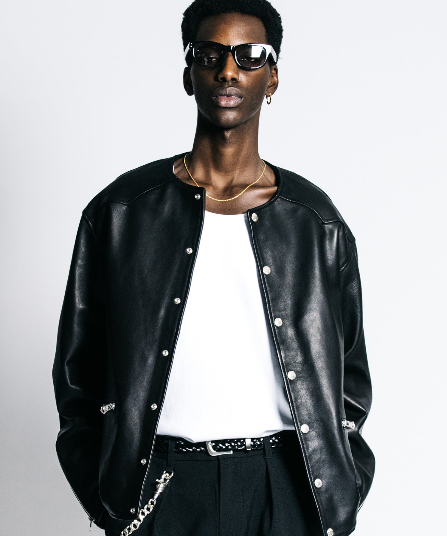 LAMB LEATHER RIDERS CARDIGAN