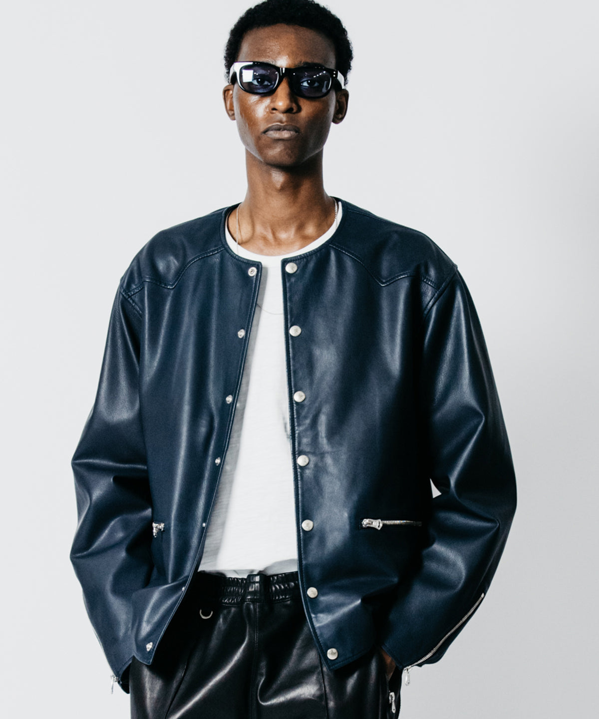 LAMB LEATHER RIDERS CARDIGAN