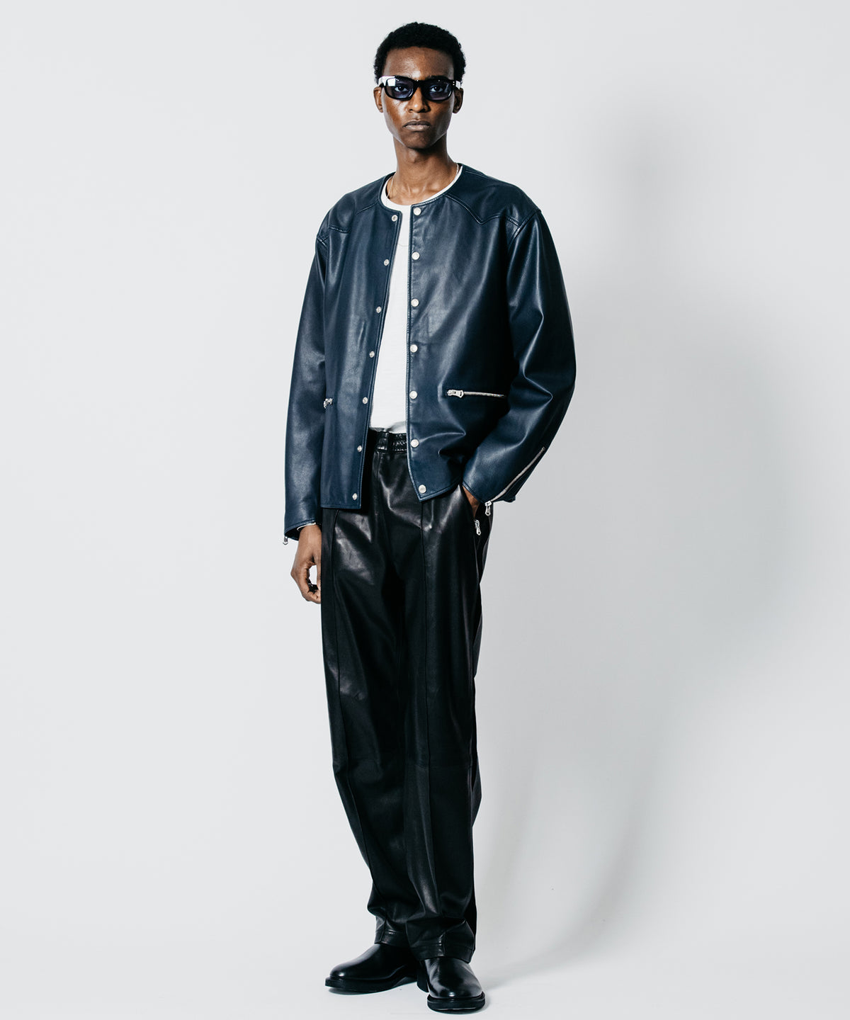 LAMB LEATHER RIDERS CARDIGAN