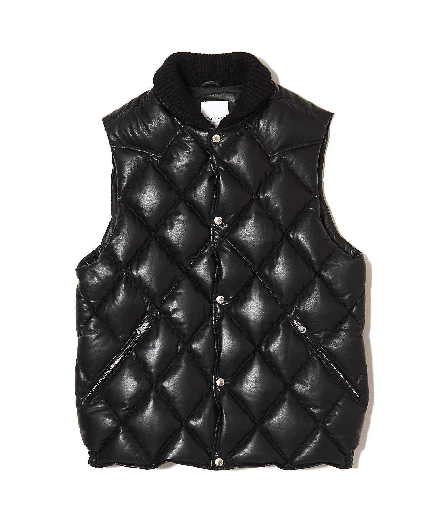 DIAMOND QUILT LAMB LEATHER DOWN VEST