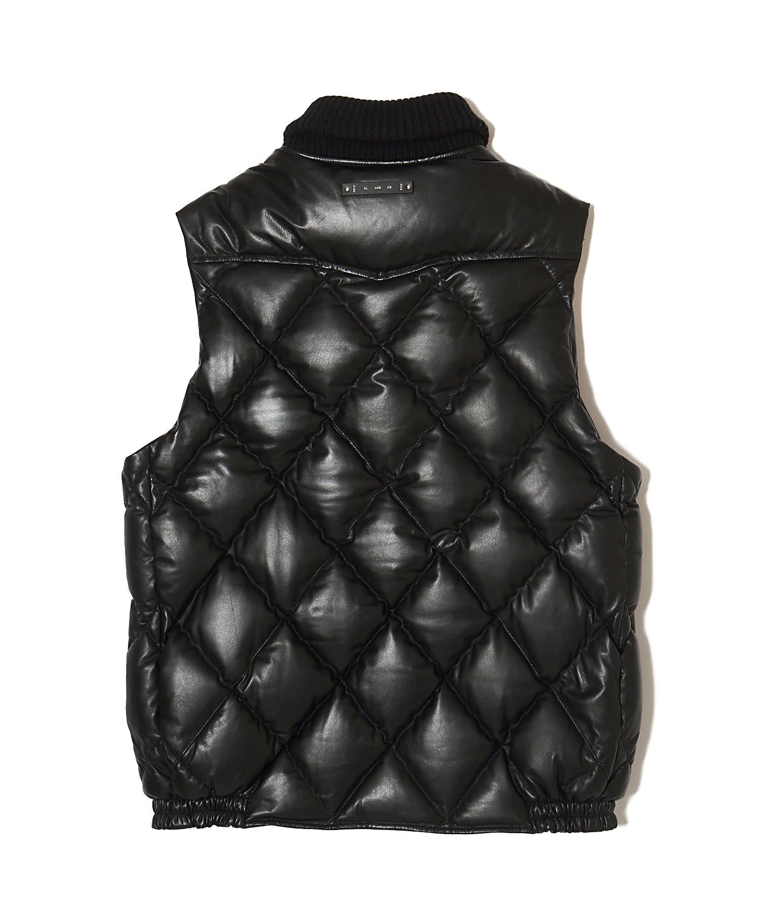 DIAMOND QUILT LAMB LEATHER DOWN VEST