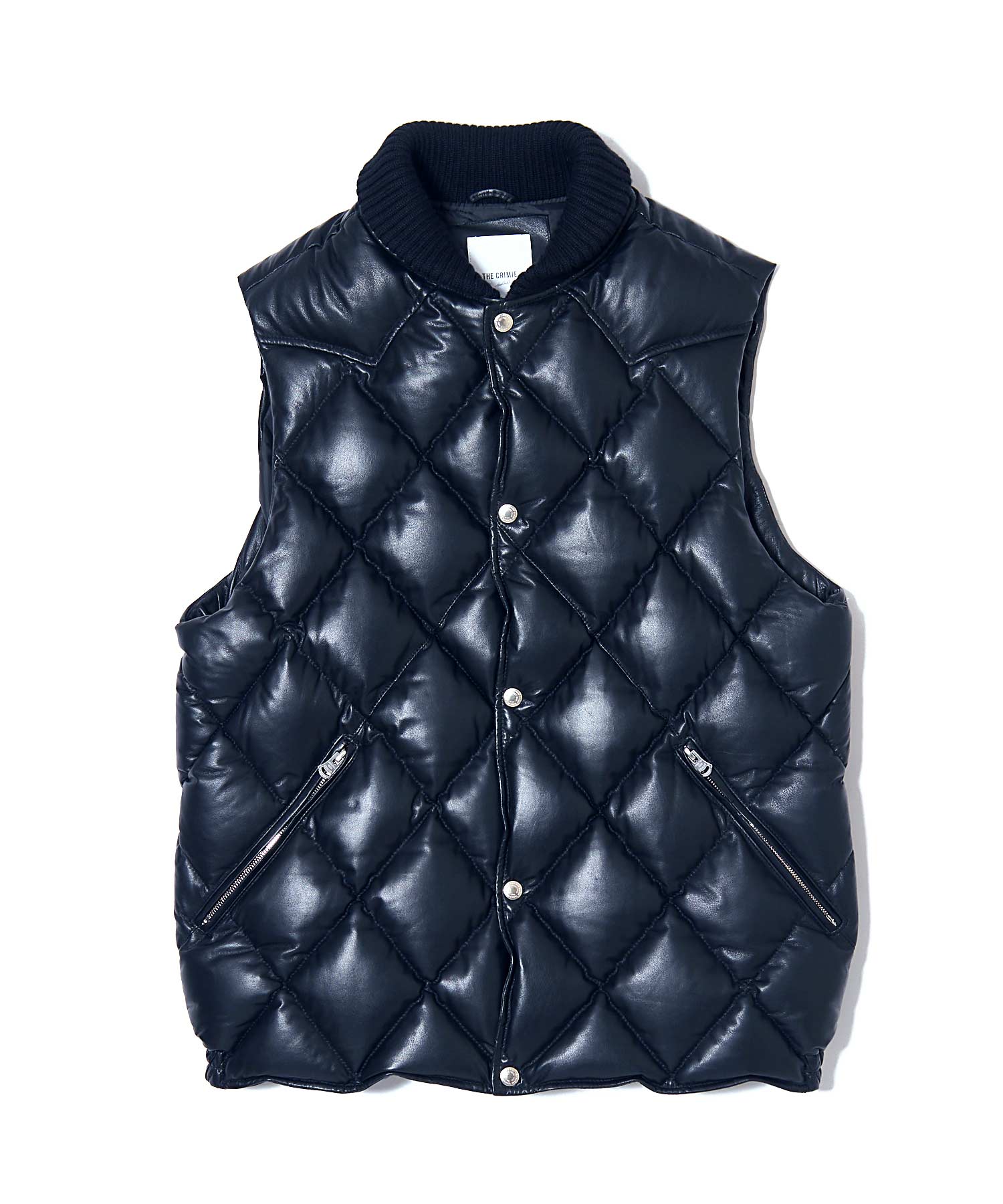 DIAMOND QUILT LAMB LEATHER DOWN VEST