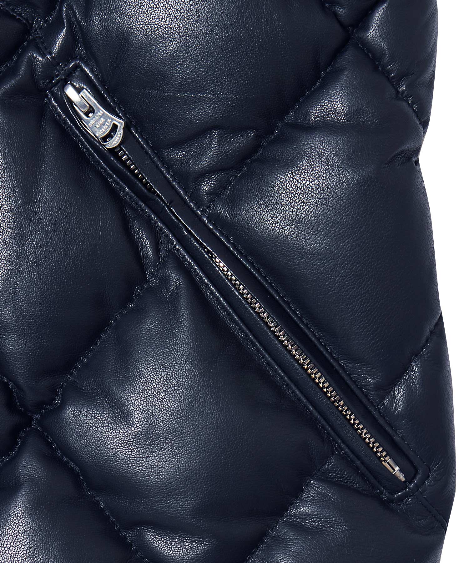DIAMOND QUILT LAMB LEATHER DOWN VEST