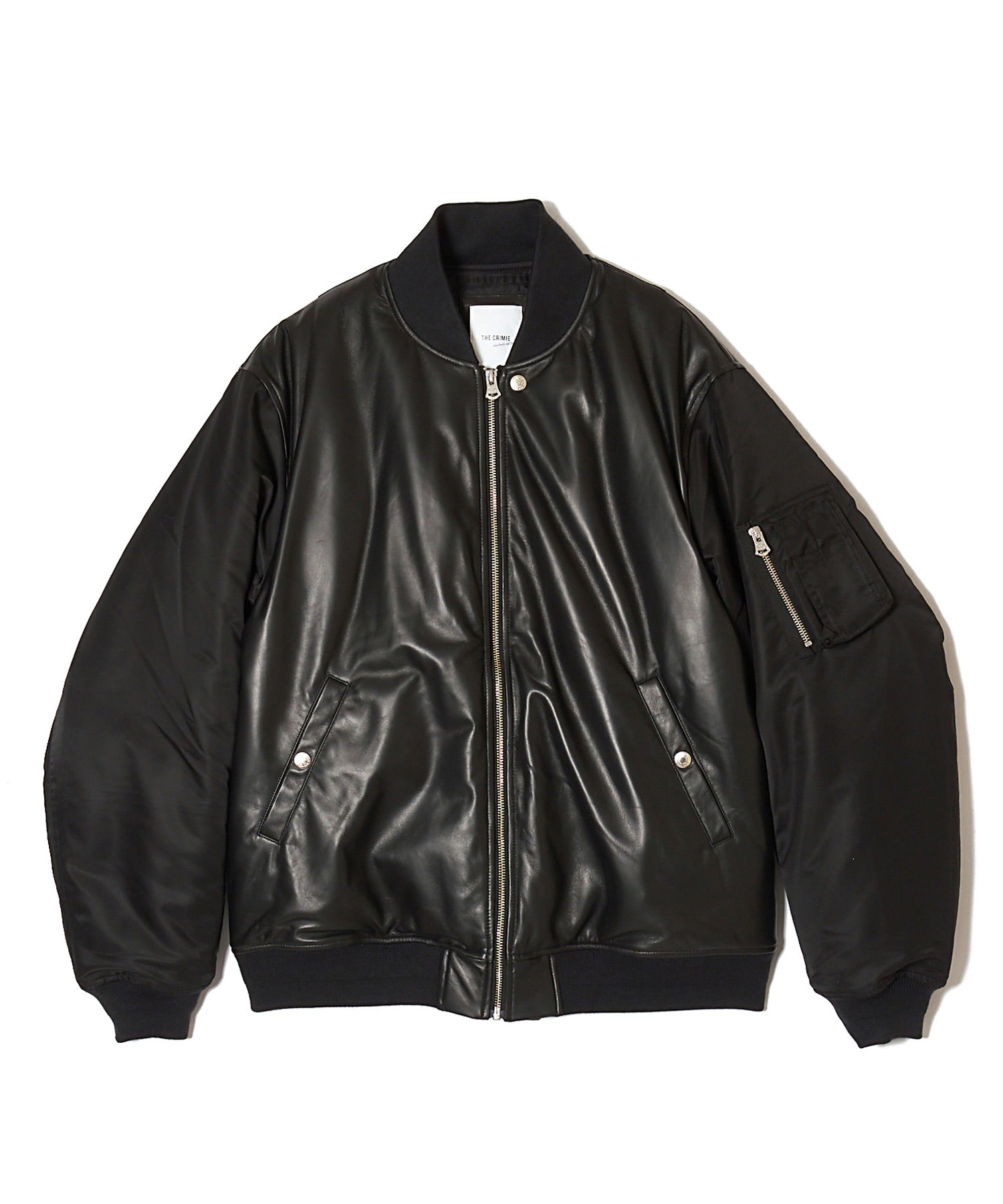 NYLON SLEEVE LEATHER MA1 JACKET