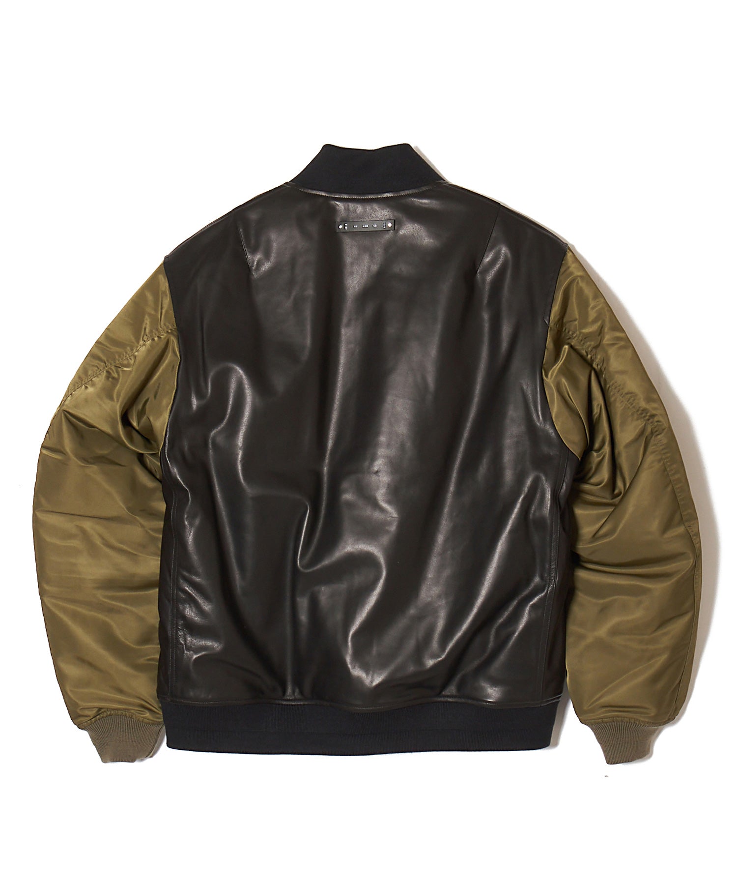 NYLON SLEEVE LEATHER MA1 JACKET