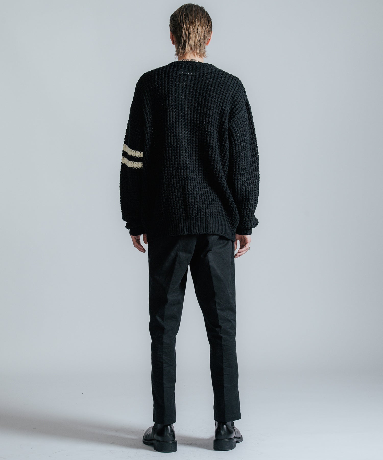 BIG WAFFLE BORDER KNIT CARDIGAN