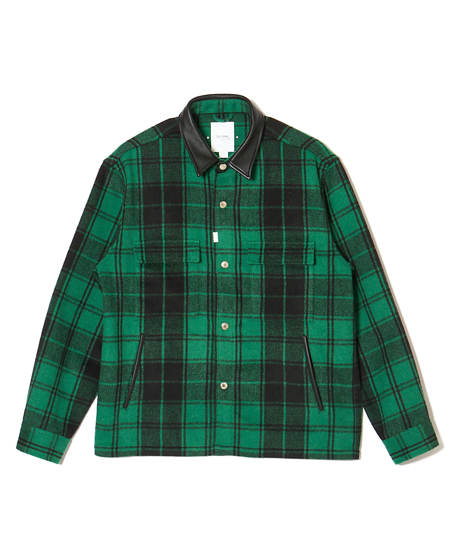 LEATHER COLLAR CHECK CPO SHIRT