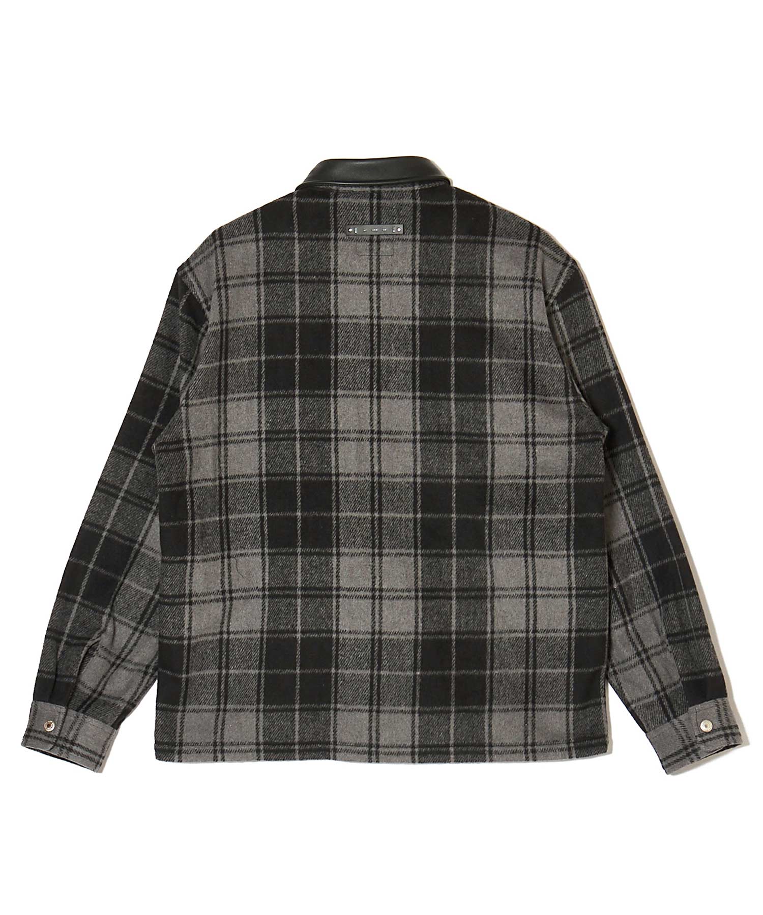 LEATHER COLLAR CHECK CPO SHIRT