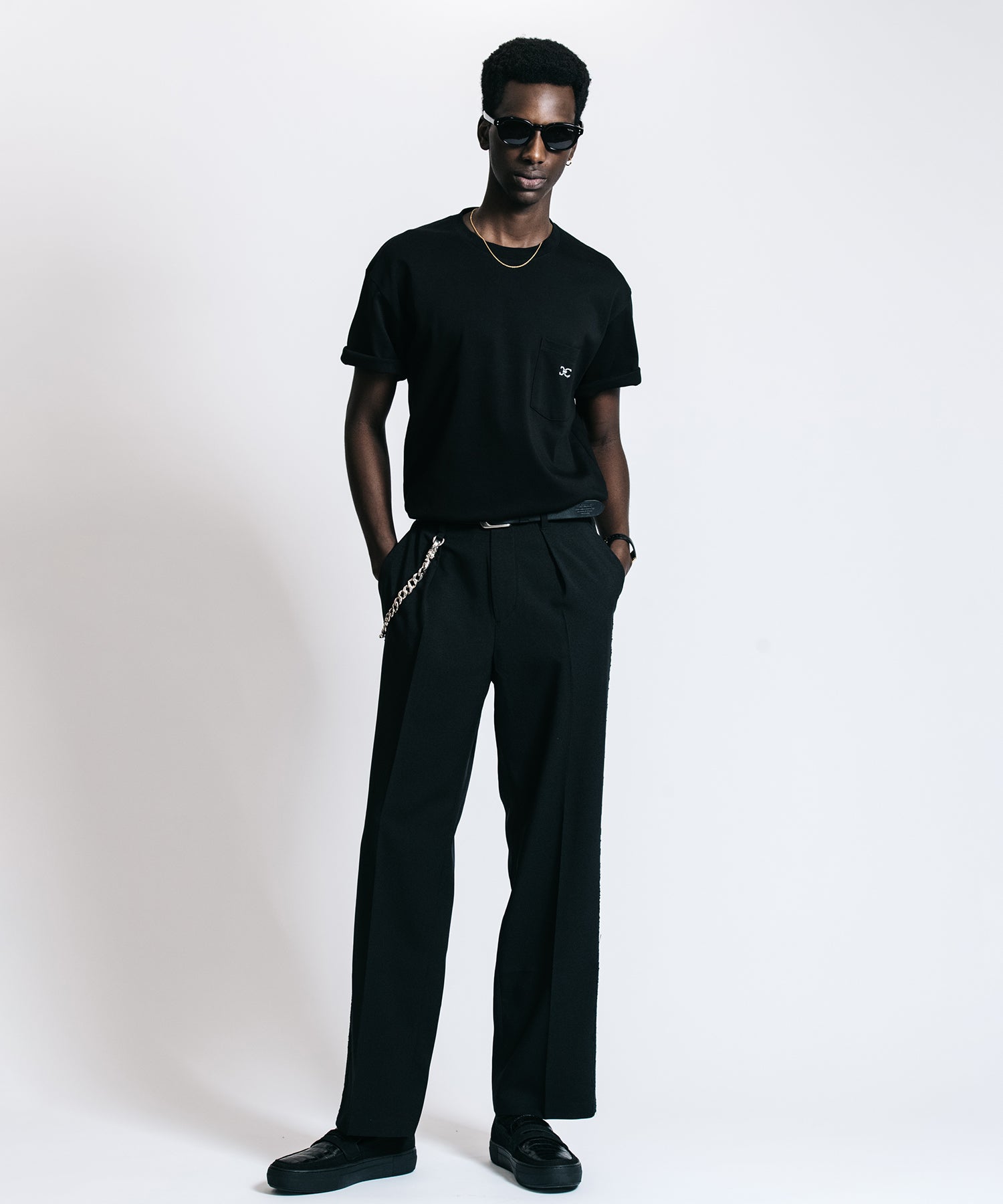 CHAIN-LINK “C” EMBROIDERY POCKET T-SHIRT