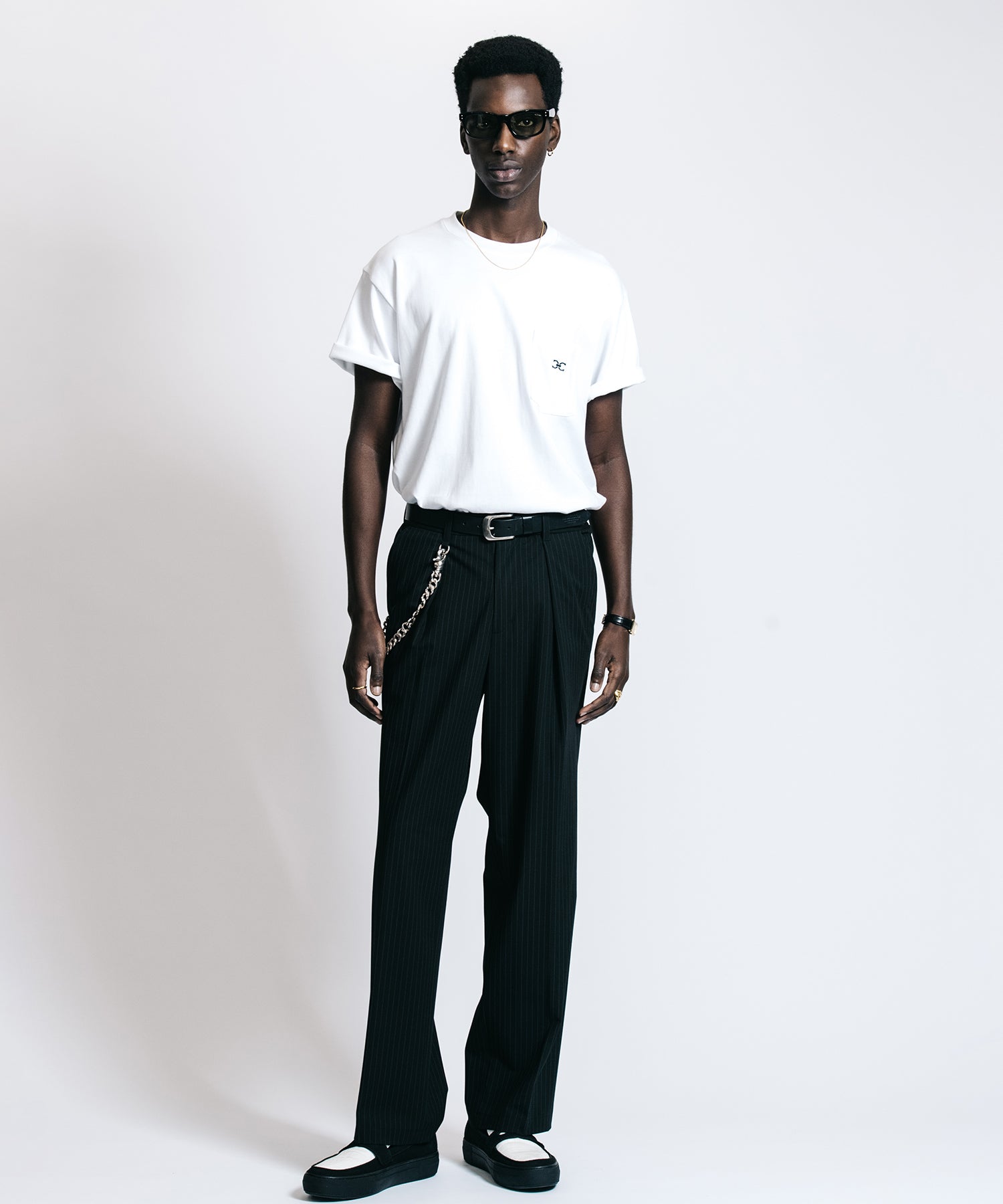 CHAIN-LINK “C” EMBROIDERY POCKET T-SHIRT