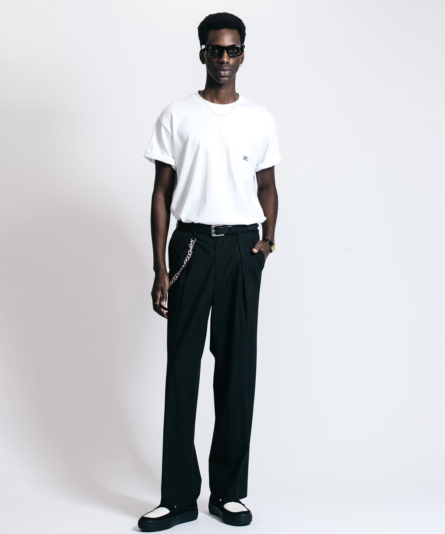 CHAIN-LINK “C” EMBROIDERY POCKET T-SHIRT