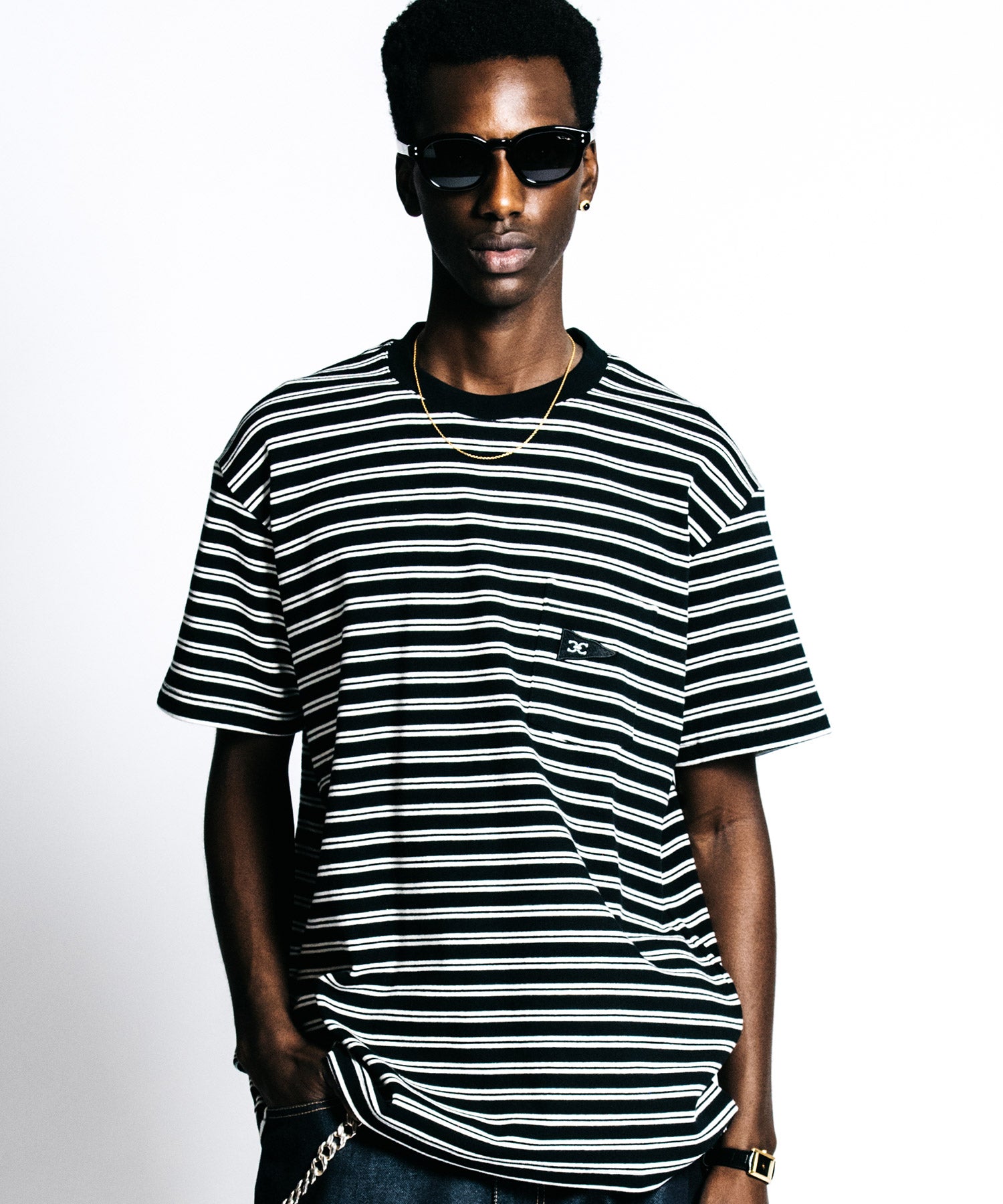 HEAVY OZ FLAG LOGO BORDER POCKET T SHIRT