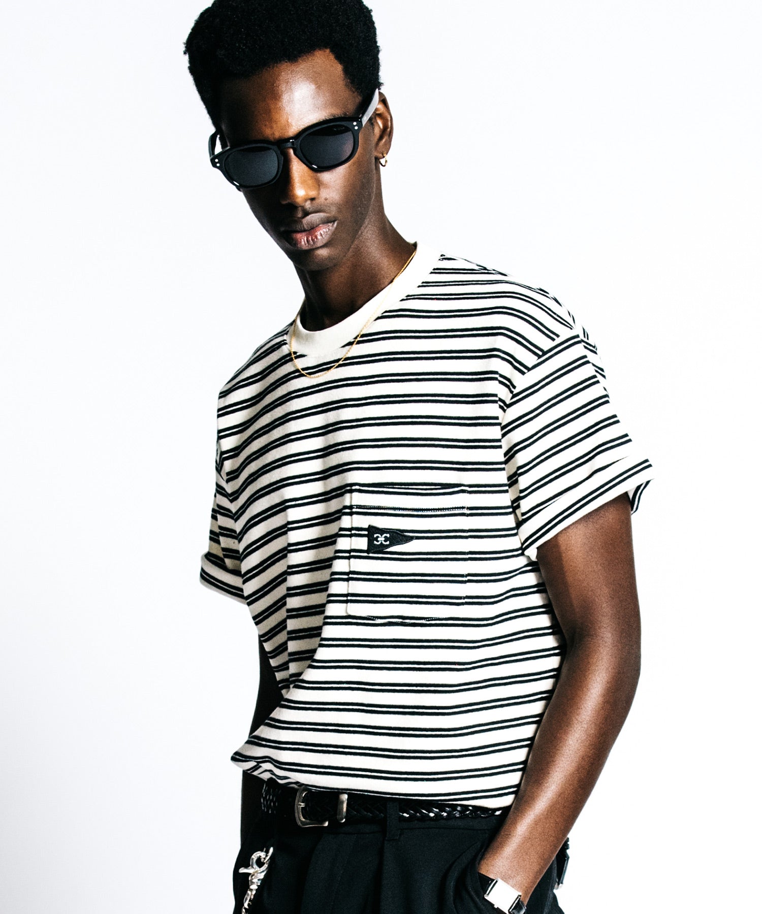 HEAVY OZ FLAG LOGO BORDER POCKET T SHIRT