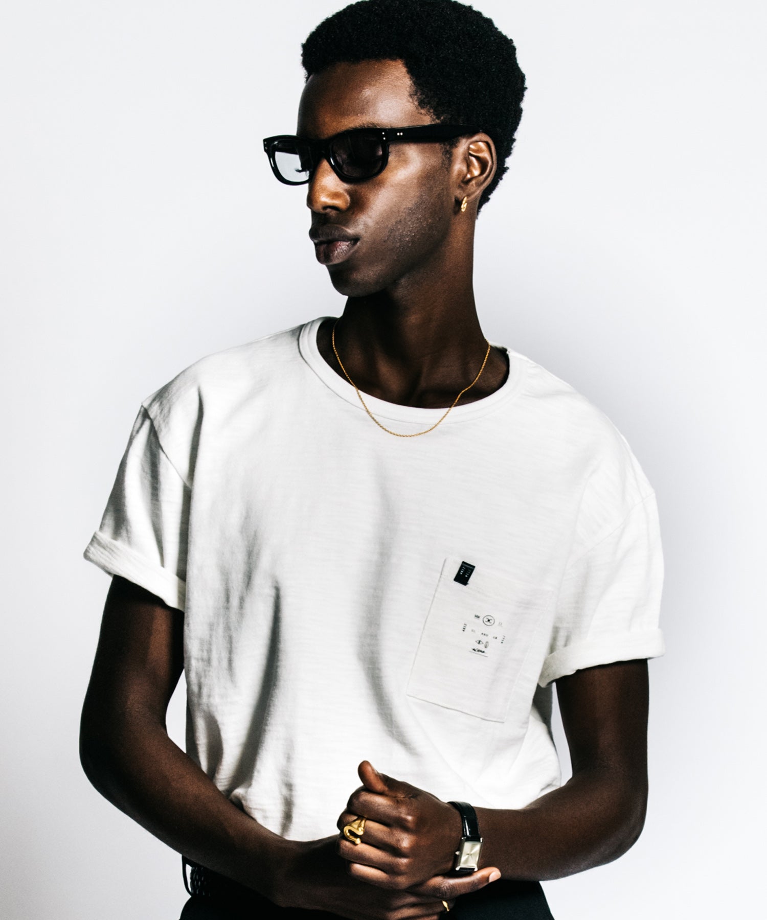 HEAVY OZ SLUB BINDER NECK POCKET T SHIRT