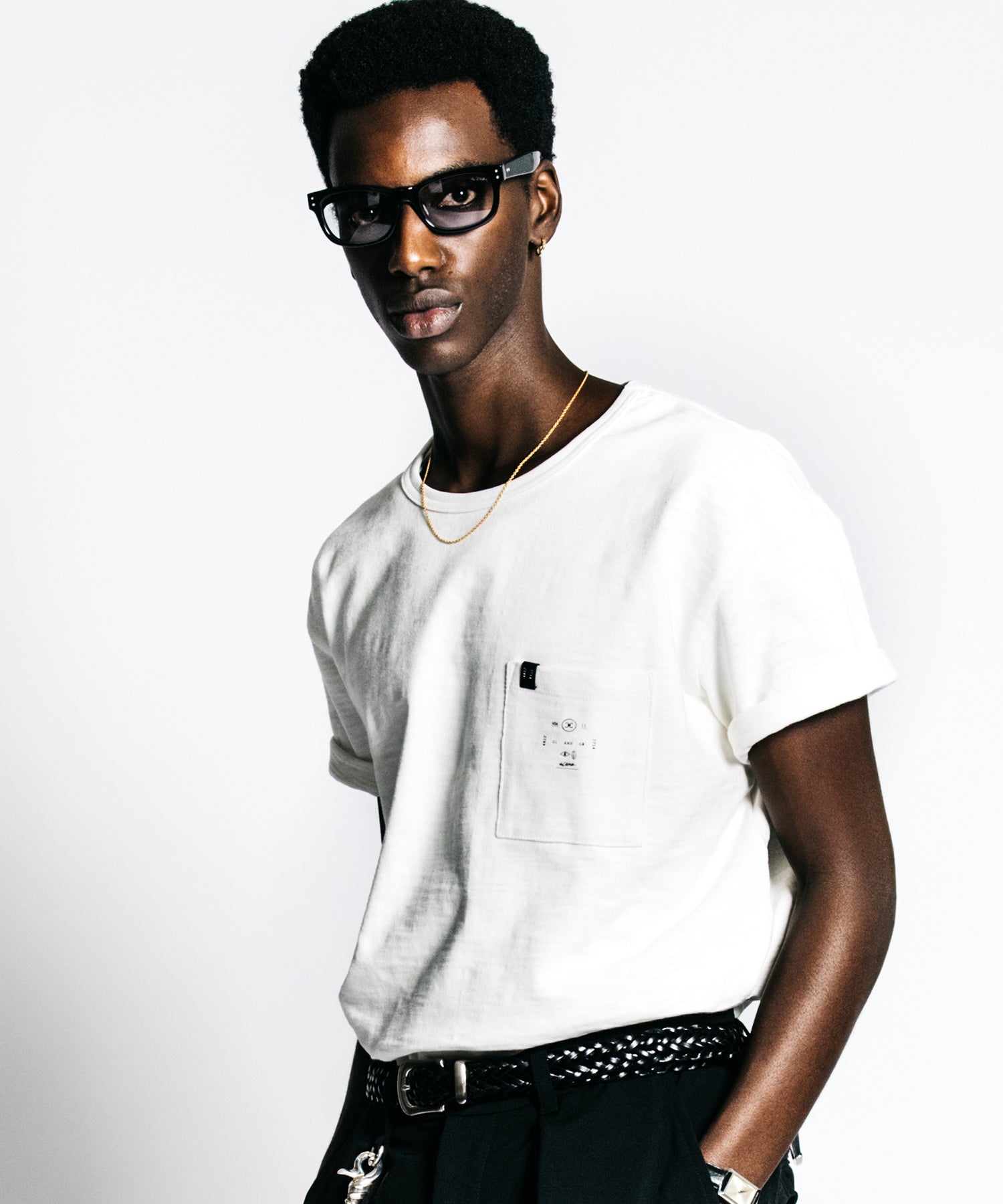 HEAVY OZ SLUB BINDER NECK POCKET T SHIRT