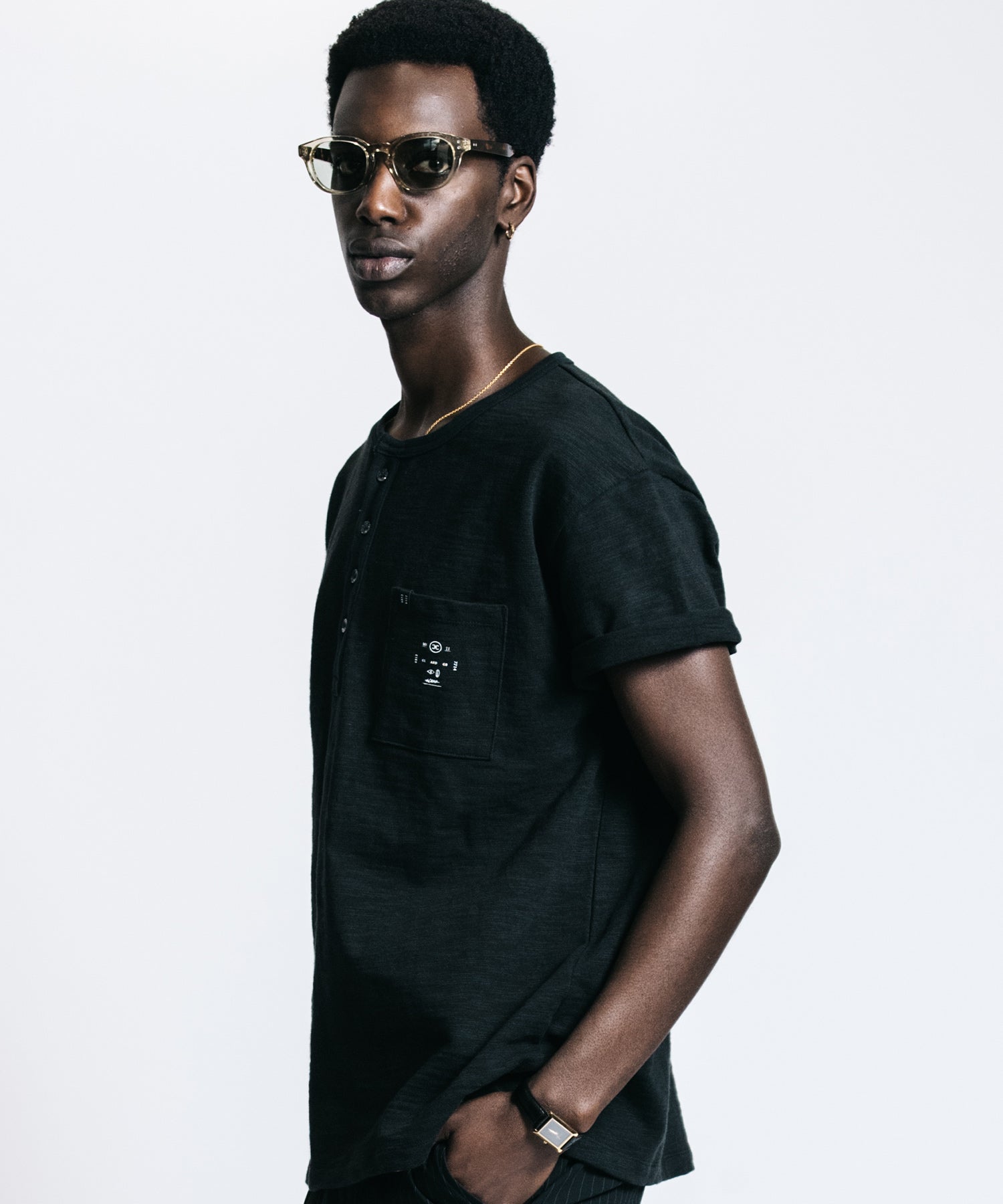 HEAVY OZ SLUB BINDER HENLY NECK POCKET T SHIRT