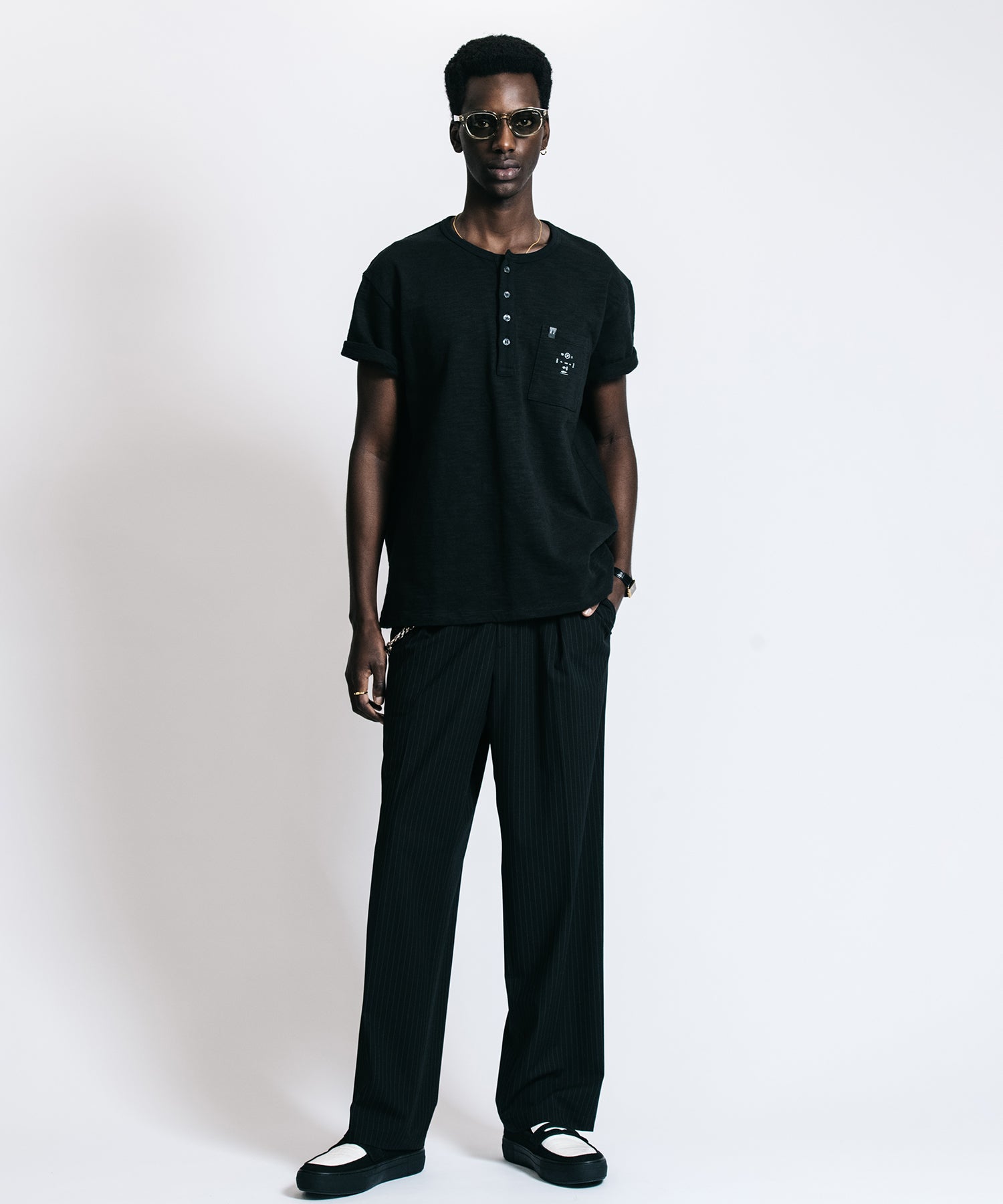 HEAVY OZ SLUB BINDER HENLY NECK POCKET T SHIRT